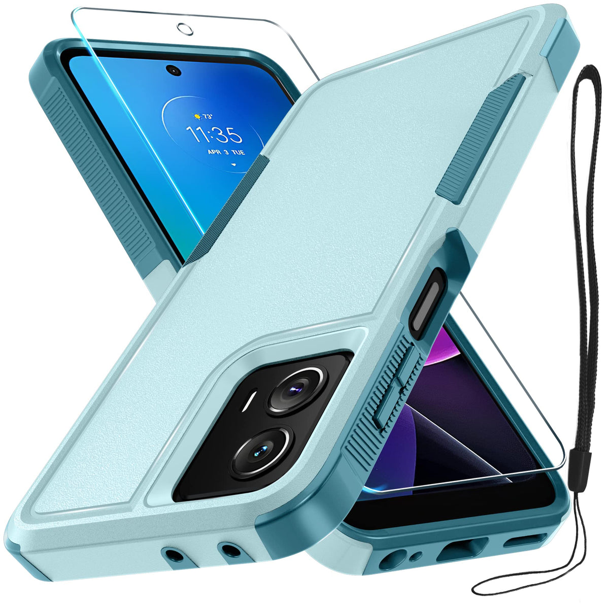 Rmocr Case Compatible With Moto G Power 5G 2023 & Moto G 5G 2023, With Tempered Glass Screen Protector[1 Pack], Dual Layer Full