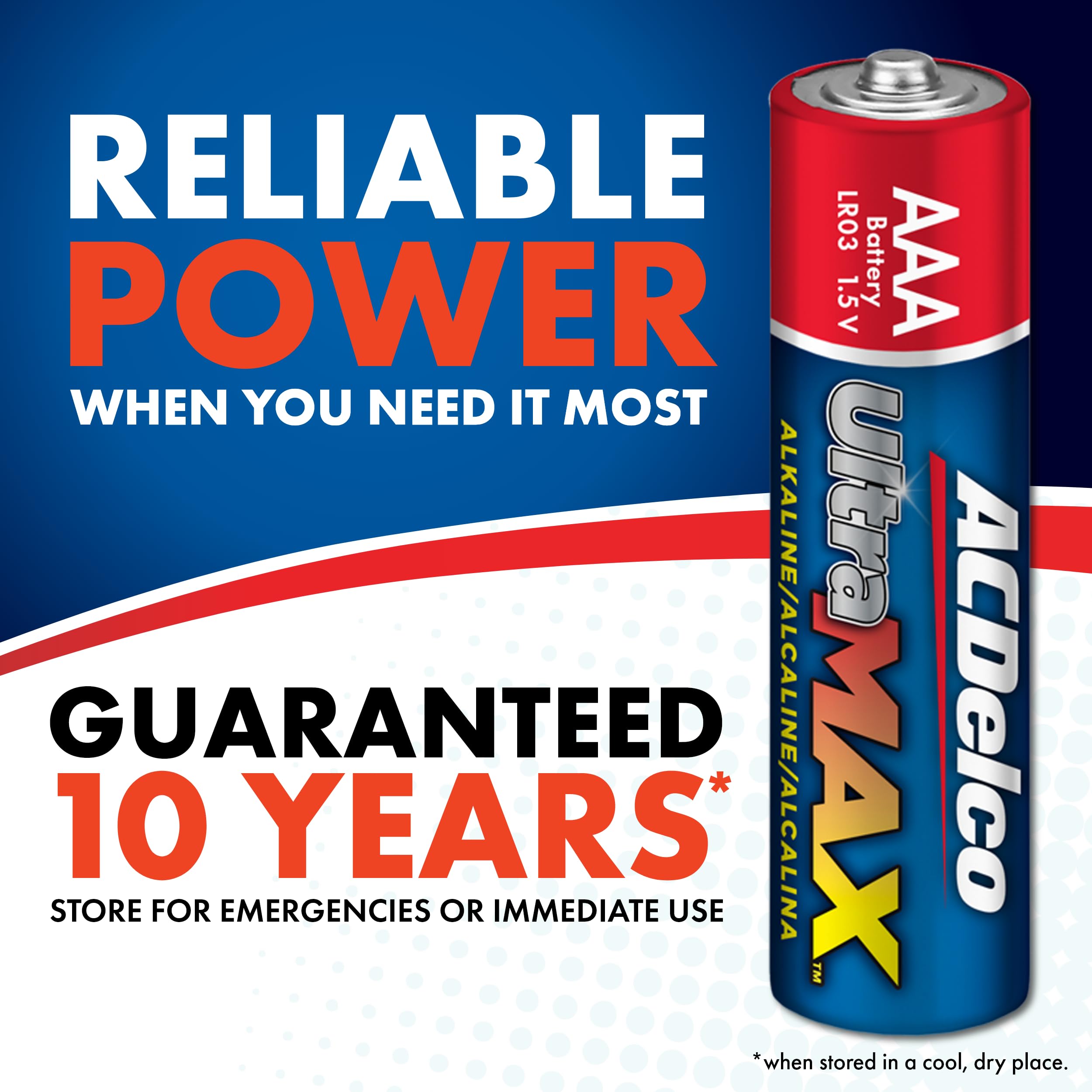 Acdelco Ultramax 10 Count Aaa Batteries, Alkaline Battery With Advanced Technology, 10 Year Shelf Life, Recloseable Packaging