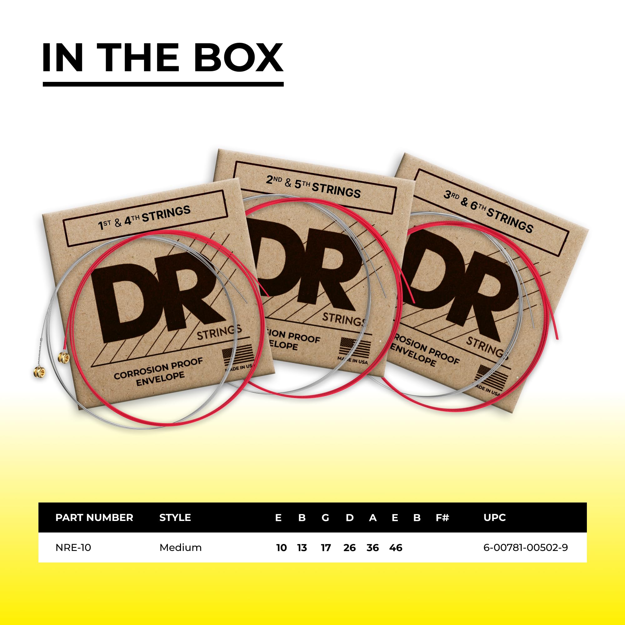 Dr Nre10 Strings Hi-Def Neon Red Electric Medium