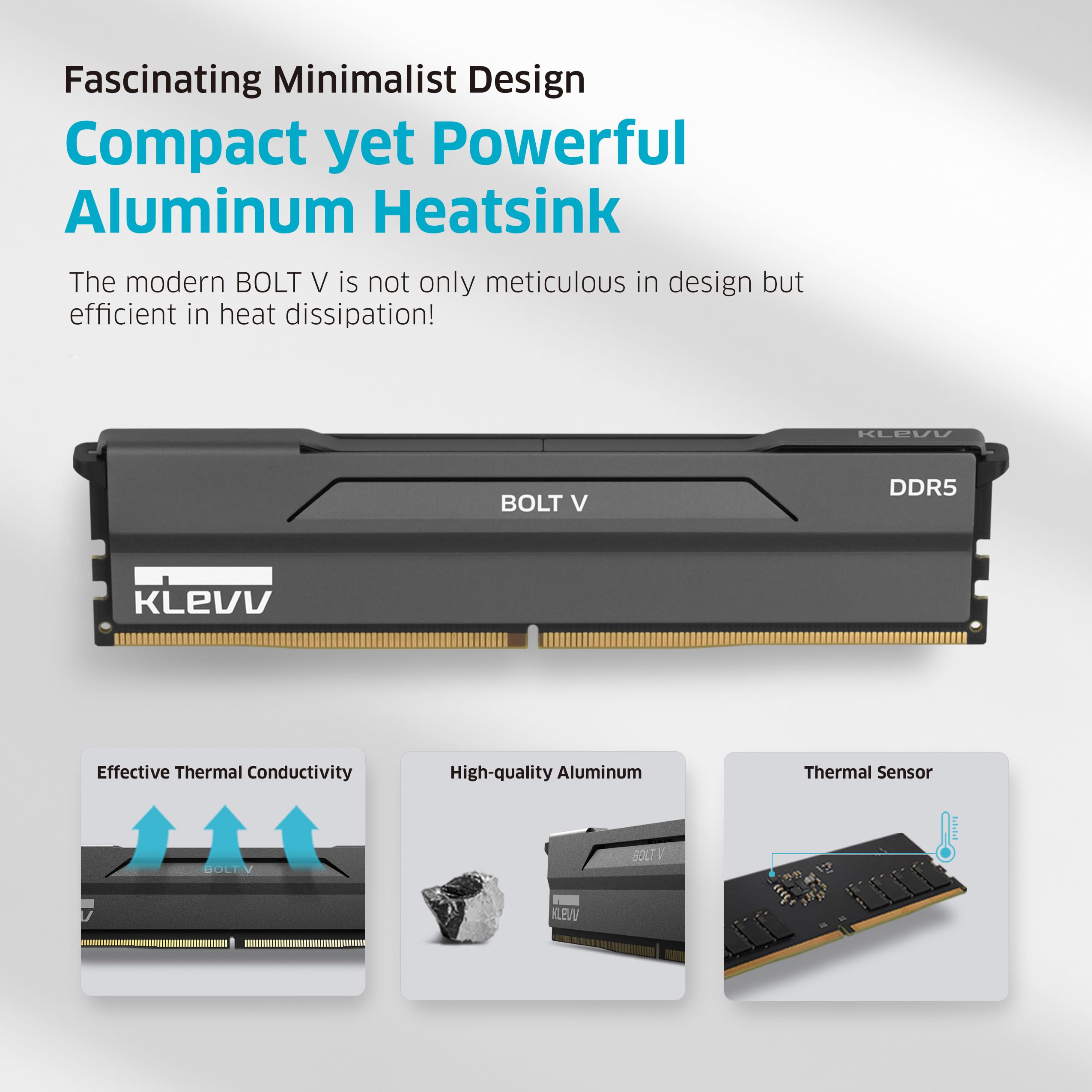 Klevv Bolt V Ddr5 32Gb (2X16Gb) 6400Mhz Cl32 A Die 1.35V Gaming Desktop Ram Memory Sk Hynix Chip Xmp 3.0 / Amd Expo Ready (Kd5Ag