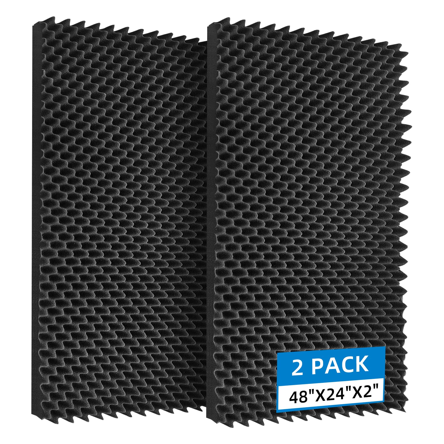 Geynnple 2 Pack Sound Proof Foam Panels |48  24  2 Quick-Recovery Soundproof Wall Panels | High Density Sound Dampening Panels f