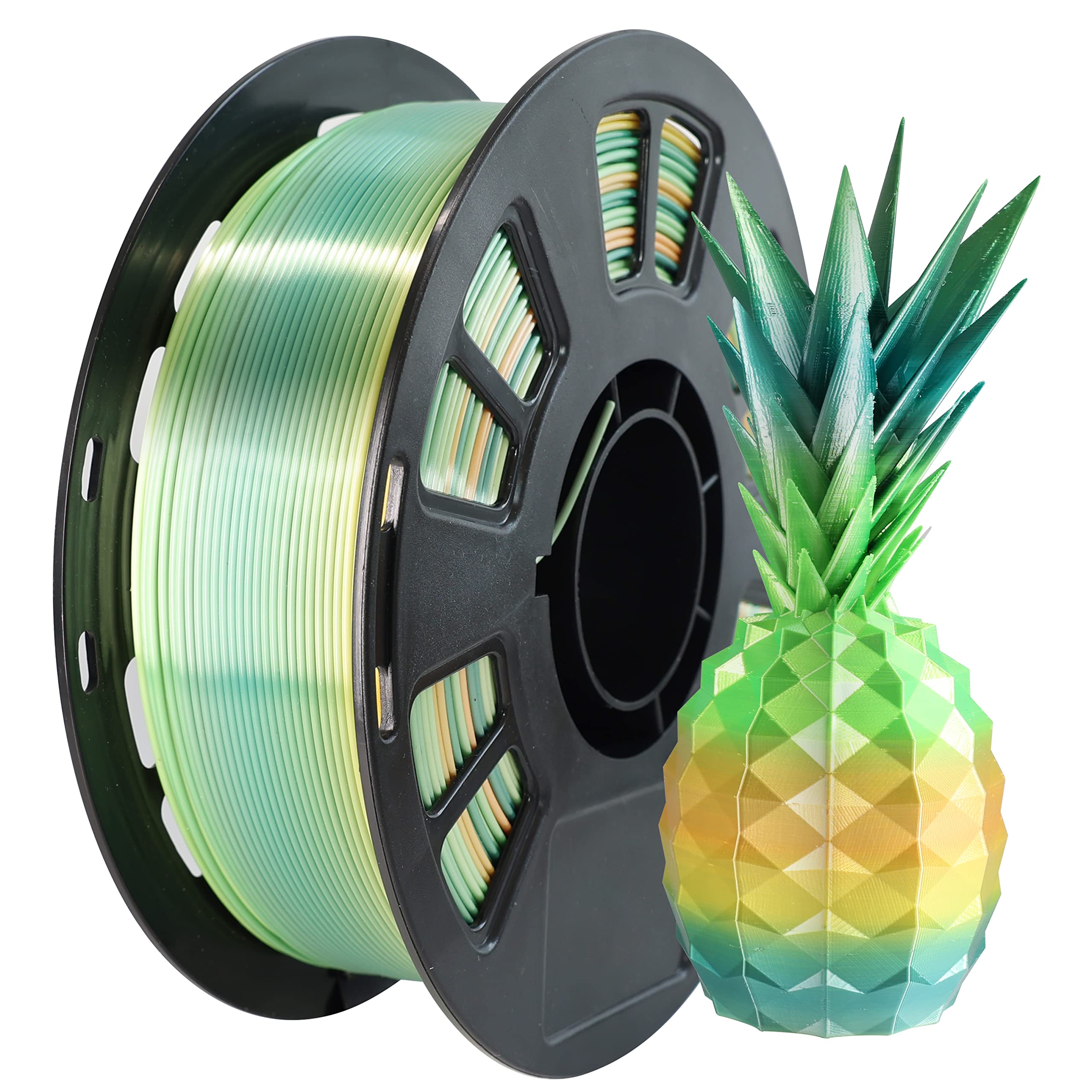 BBLIFE Silk Multi Colored Green Type Fast Color Change Rainbow PLA Filament, Fast Gradually Changing Luster Shiny Color, 1.75mm 
