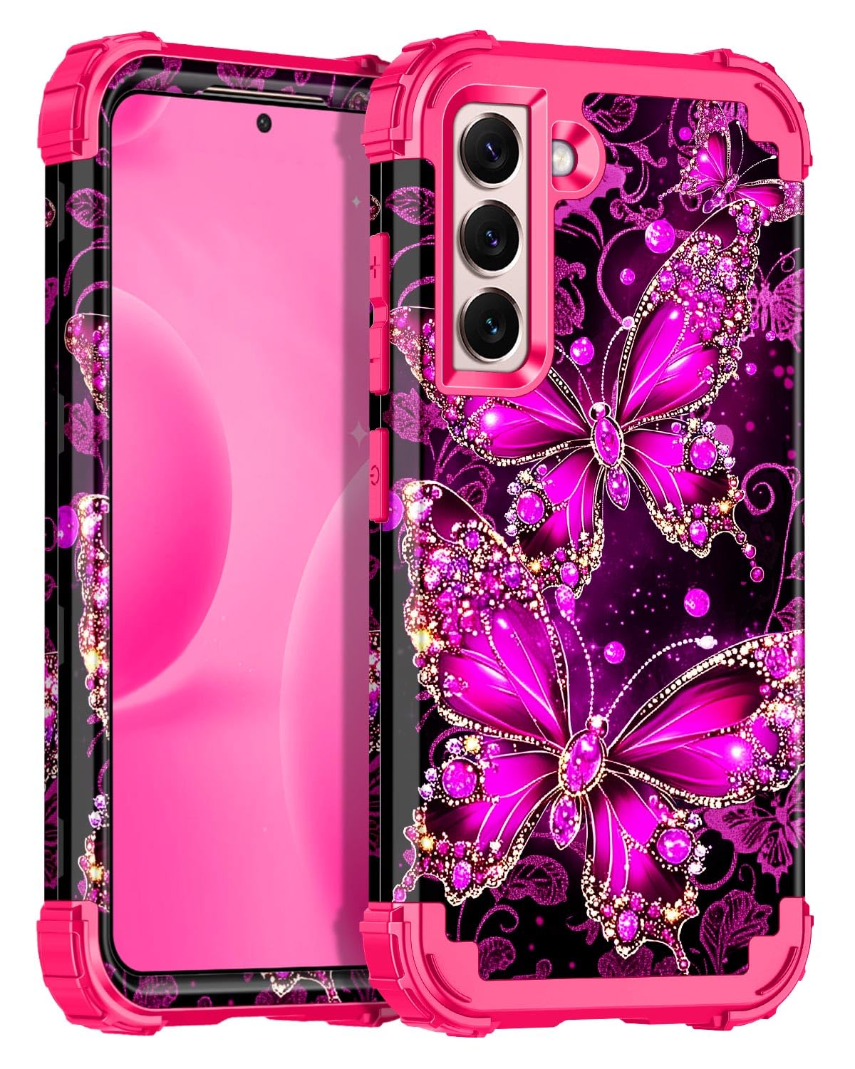 Casetego Compatible with Galaxy S22 5G Case,Glow in The Dark Three Layer Heavy Duty Sturdy Shockproof Full Body Protective Cover
