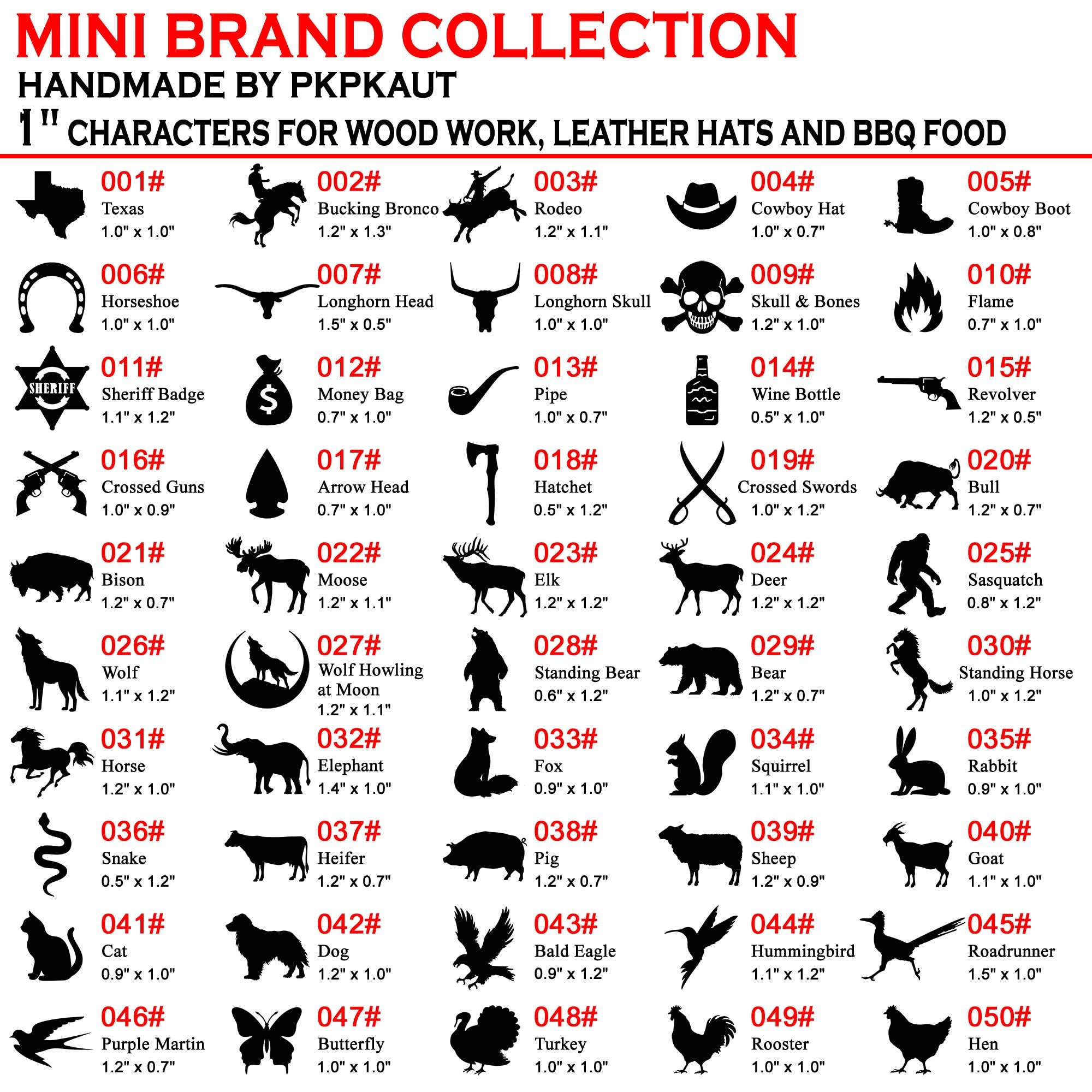 Pkpkaut 1.1'' Mini Custom Wood Branding Iron Personalized For Wood Working, Leather Hats, Steak, Bbq Brander & Bread Logo, Perso