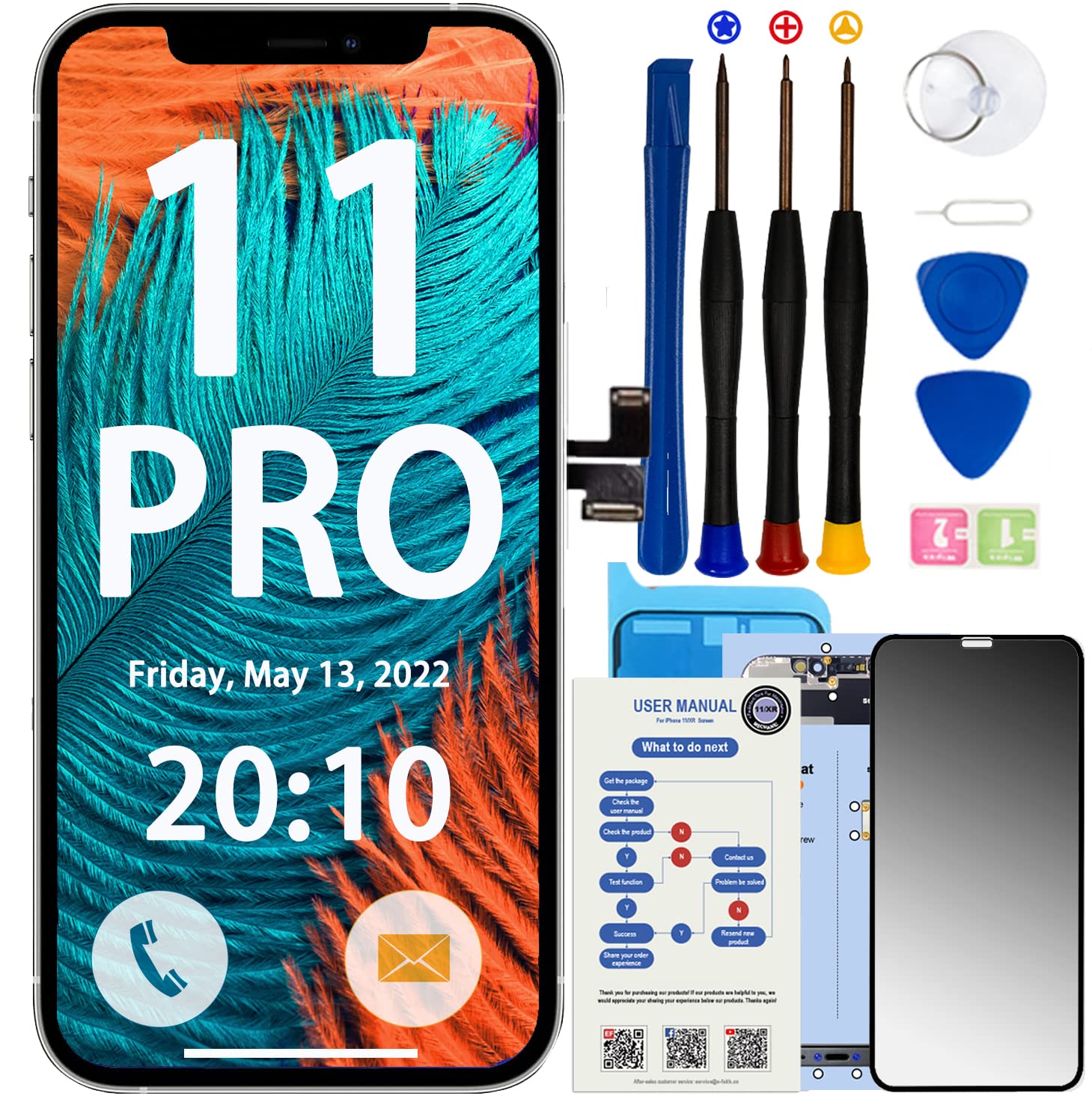 For Iphone 11 Pro Screen Replacement, 3D Touch & Lcd Display Digitizer Assembly Screen,Compatible With A2160, A2217, A2215, With