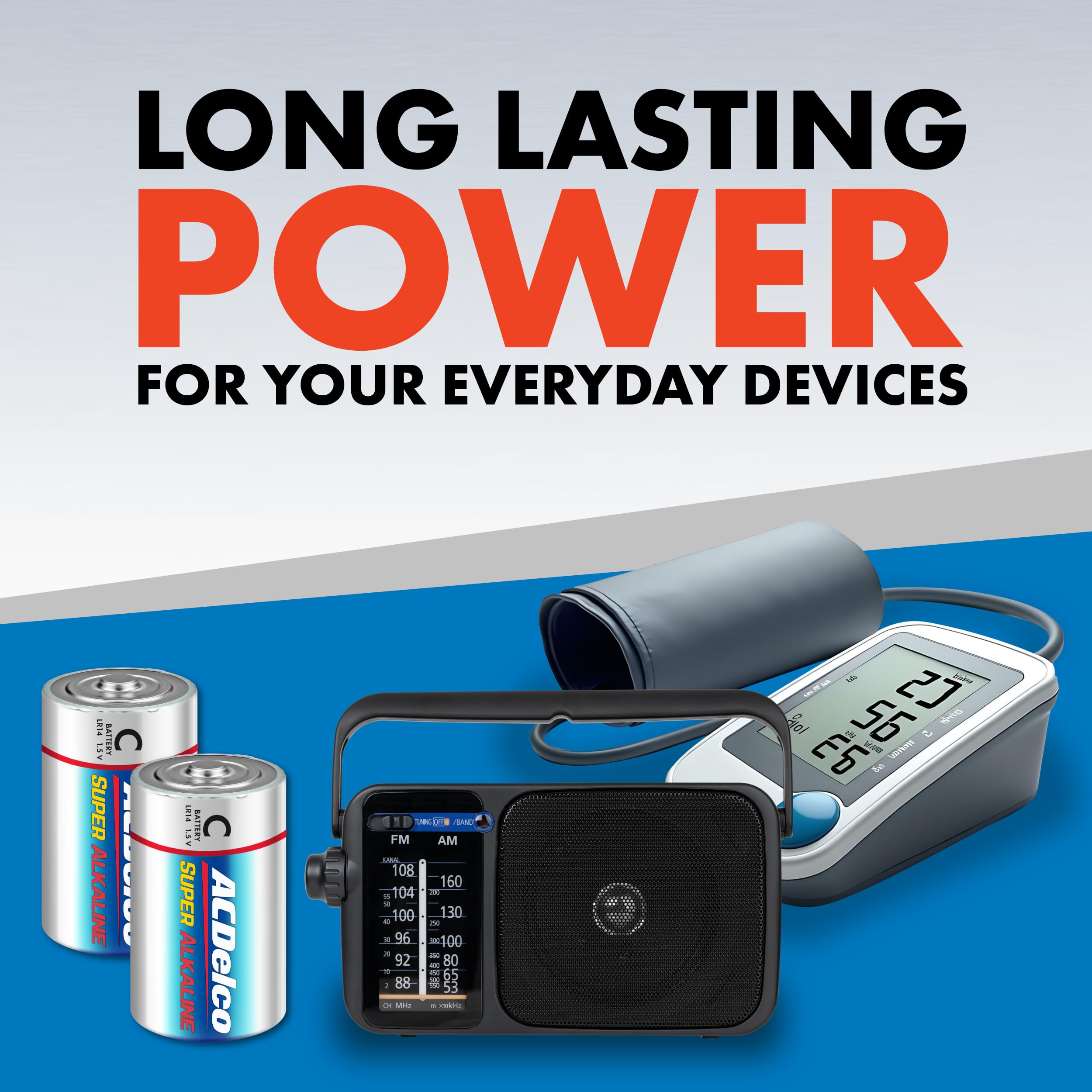 Powermax Acdelco 24 Count Size C Alkaline Batteries, Super Alkaline Battery, 7 Year Shelf Life, Reclosable Packaging