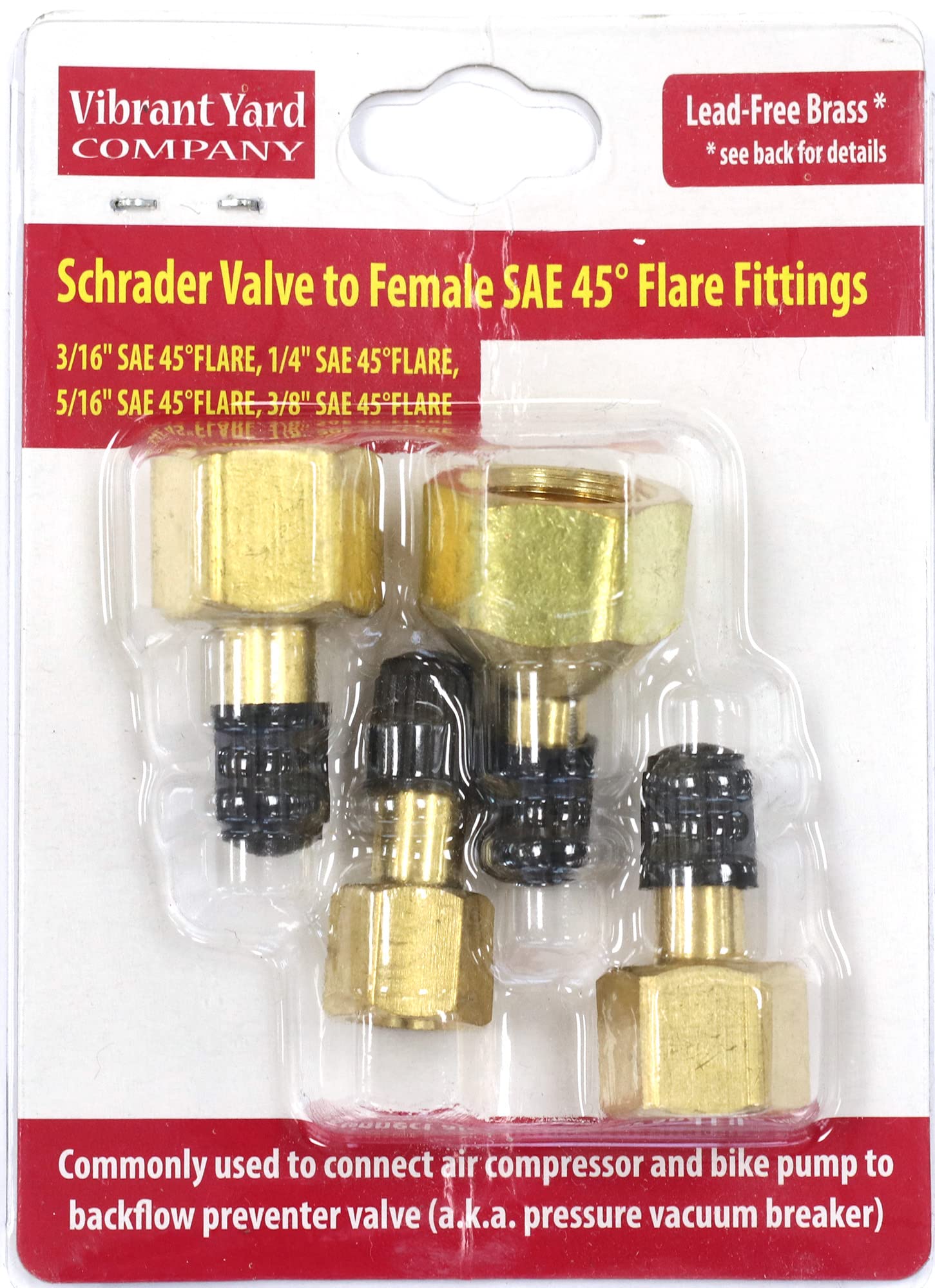 Schrader Valve To Sae 45 Degree Flare Fittings | Adapter To Winterize Backflow Preventer And Pressure Vacuum Breaker (Pvb) For S