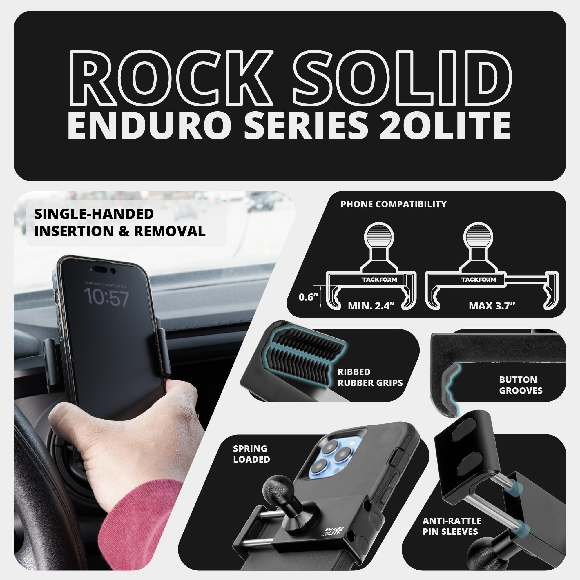 Tackform Link Vent Phone Mount Compatible With 2016-2023 Toyota Tacoma And 2014-2021 Toyota Tundra | Aluminum | Zero Slip, Anti-