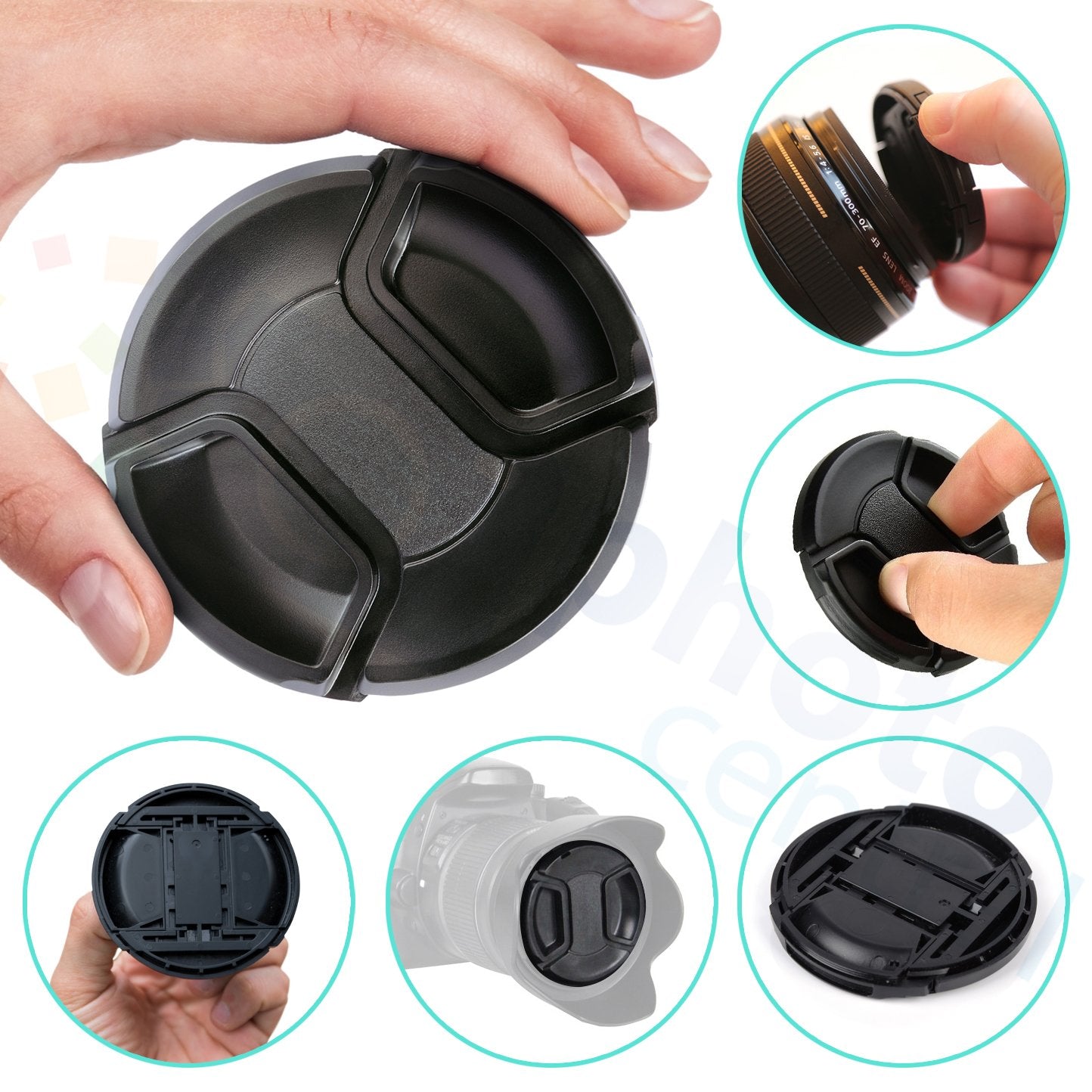 Front Center Pinch Lens Cap Cover Protector + Cap Keeper + Cleaning Cloth For Nikon Af S Nikkor 80 400Mm F/4.5 5.6G Ed Vr Lens