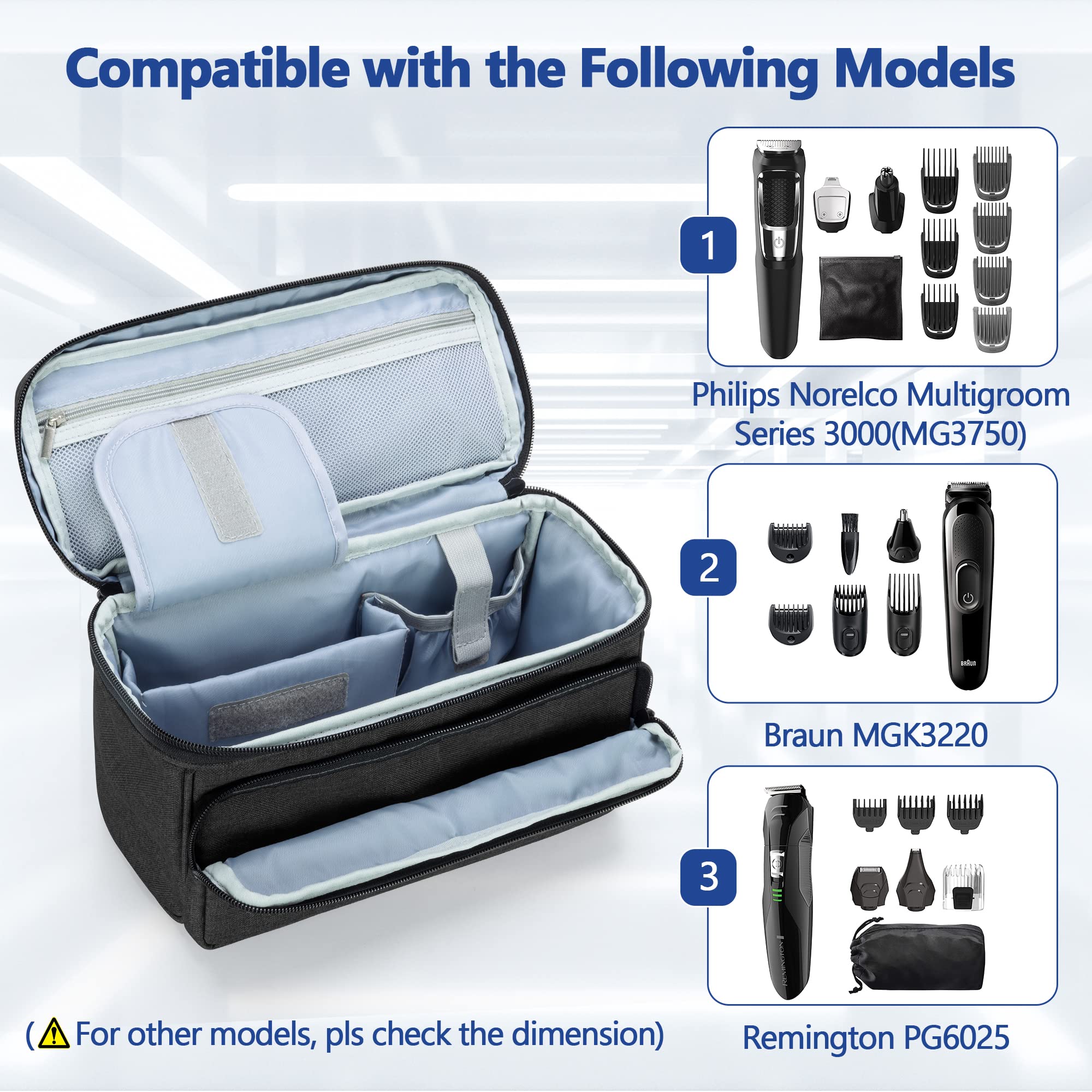 Curmio Barber Bag For Hair Clippers, Men Grooming Travel Case For Electronic Shaver, Hair Trimmer And Hair Cutting Tools, Black,