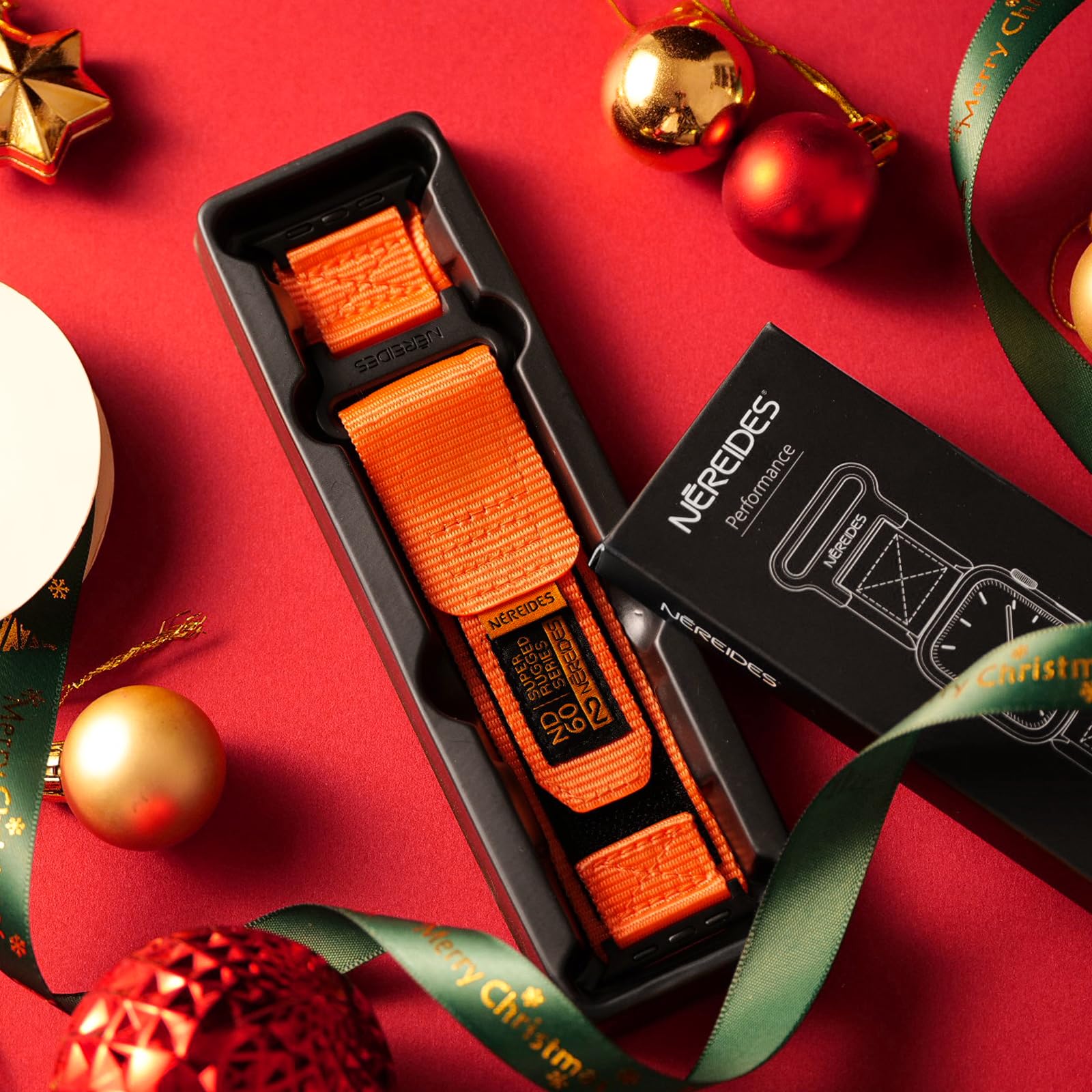 Nereides Compatible With Apple Watch Band Ultra 1/2, Nylon Sports Strap With Woven Design For 49Mm (L, Orange)