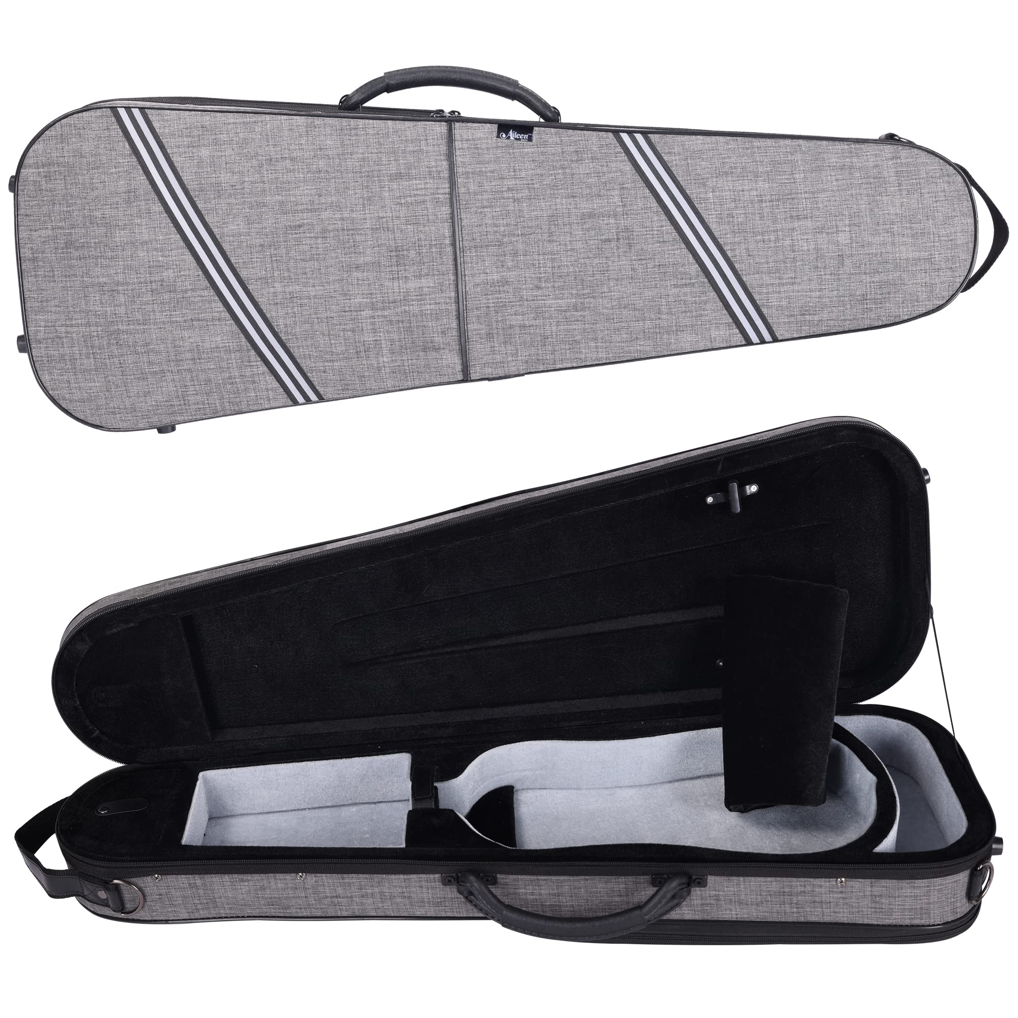 Aileen Csv502 Basic Professional 4/4 Full Size Violin Case Triangular Hard Shell Lightweight, Gray