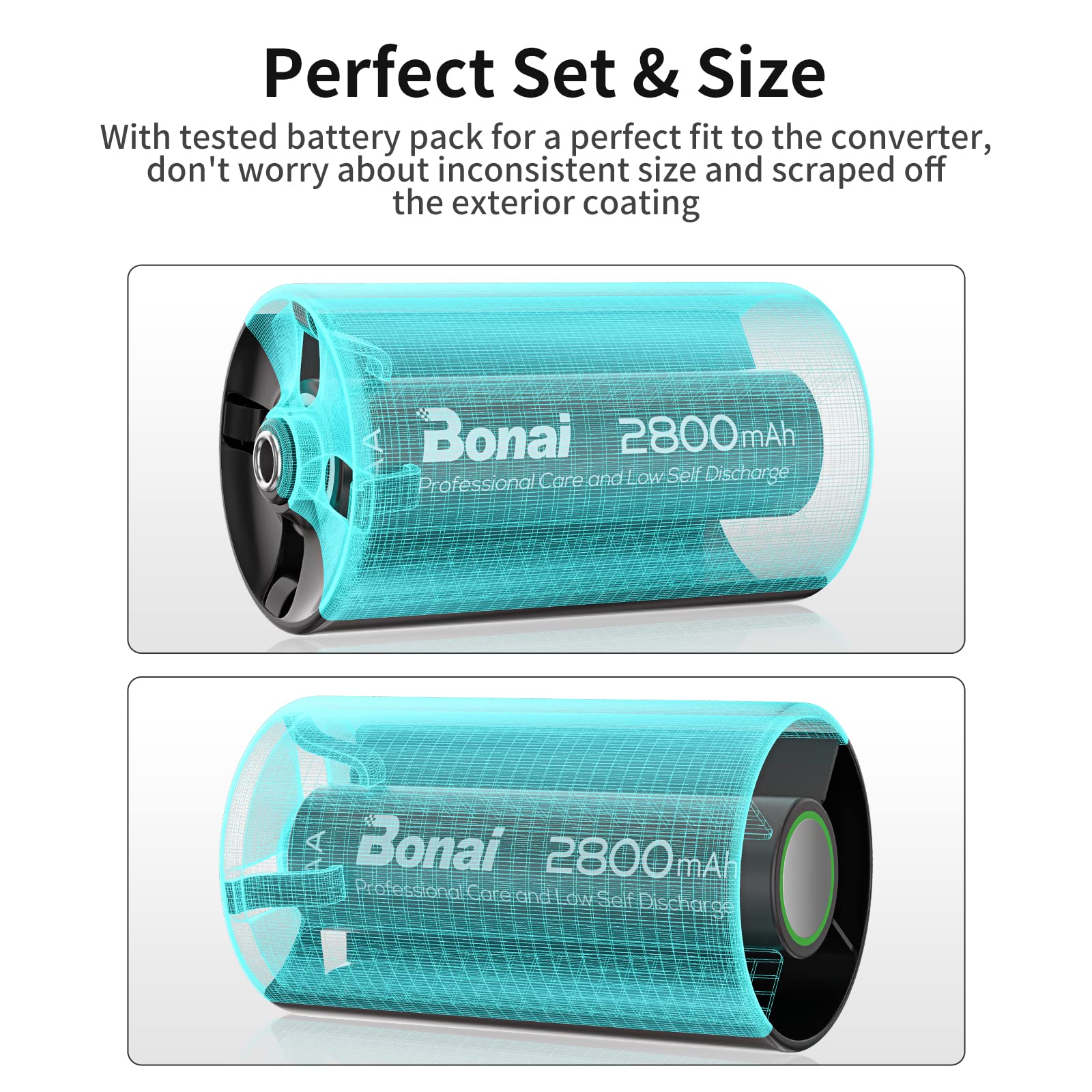Bonai D Battery Converter With Aa Rechargeable Battery Charger Set,4 Rechargeable D Batteries Aa To D Battery