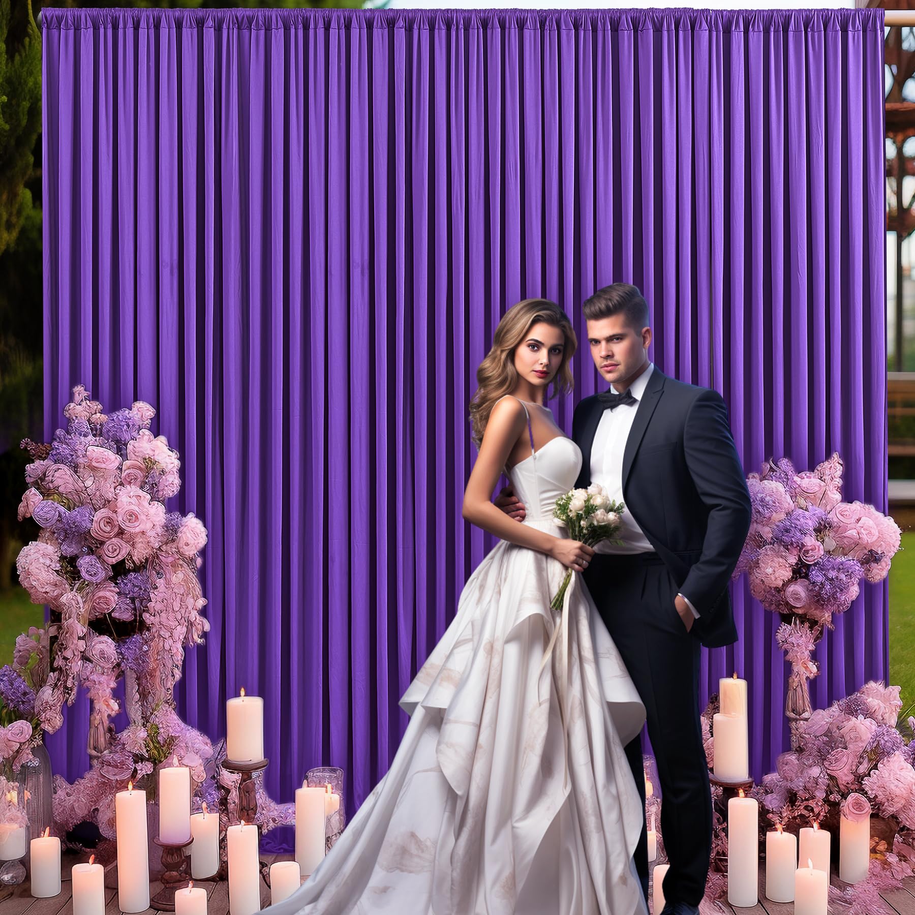 10Ft X 10Ft Purple Backdrop Curtain For Parties Purple Wrinkle Free Backdrop Drapes Panels For Wedding Mermaid Birthday Party Ba