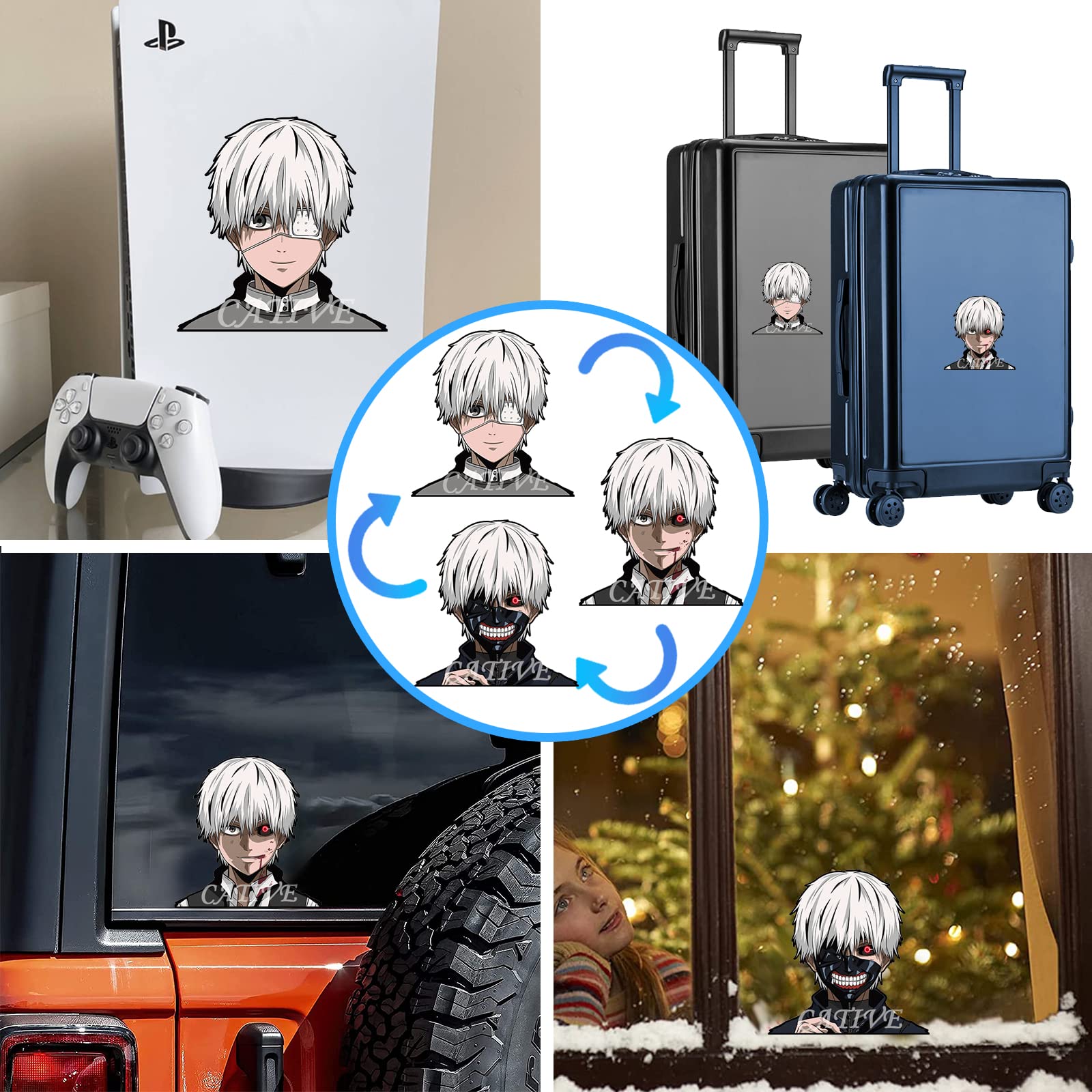 Cative Anime 3D Motion Stickers, G 01, Waterproof, Wall, Car Decals, Pet, Irregular Shape, Reusable, Kids Gift