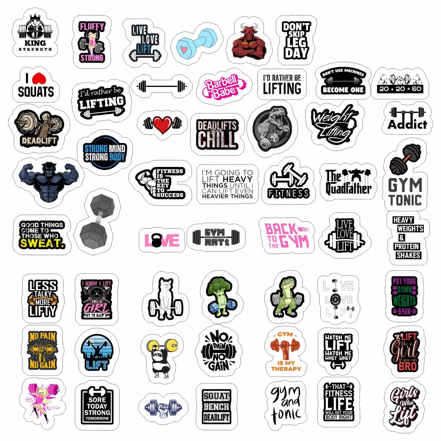 100Pcs Gym, Workout And Weightlifting Stickers For Water Bottle & Laptop   Workout Gifts For Women, Mom   Waterproof Vinyl Decal