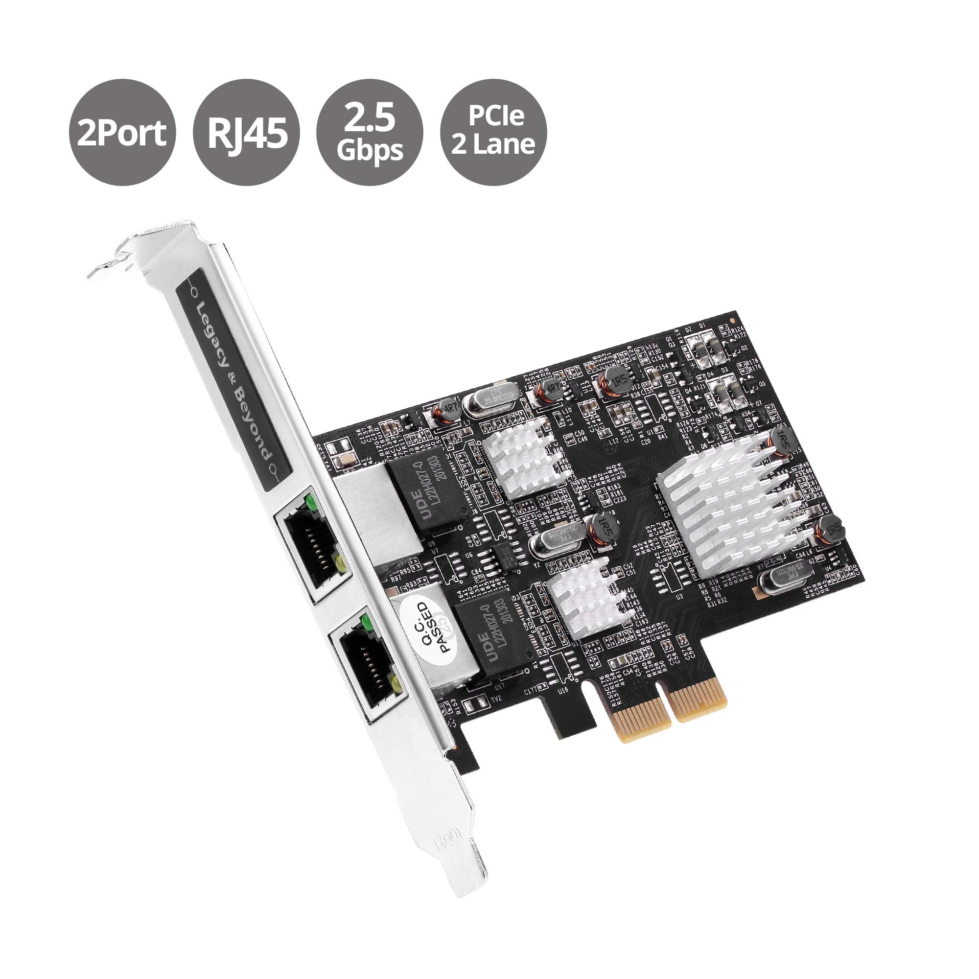 Siig Dual 25G 4 Speed Multi Gigabit Ethernet Pcie Network Card, Pcie 20 X2 To Dual Rj 45, 25Gbase T, Nbase T, 2500100010010Mbps,