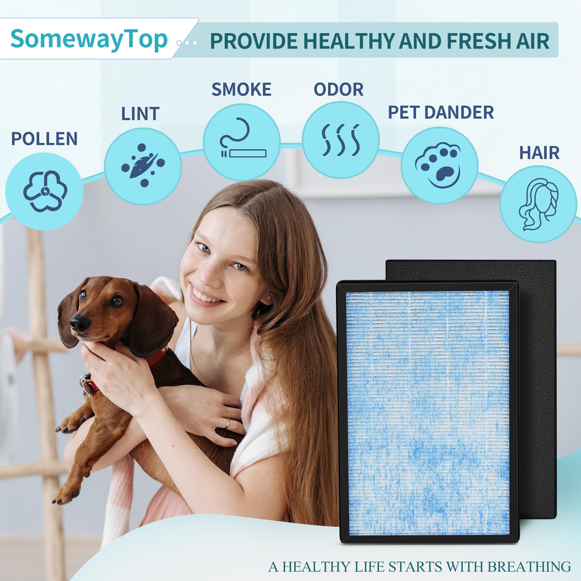 [2 Pieces] 8L Hepa Replacement Filter Set Compatible With Okaysou Airmax 8L Air Purifier Filters, 3 Stage Airmax 8L Filter, H13