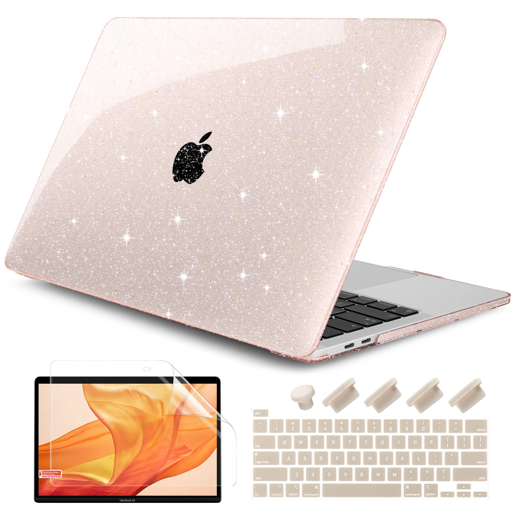 Dongke For Macbook Pro 13 Inch Case 2023 2022 2021 2020 Release Model A2338 M2/M1 A2251 A2289 With Touch Bar & Touch Id, Glitter