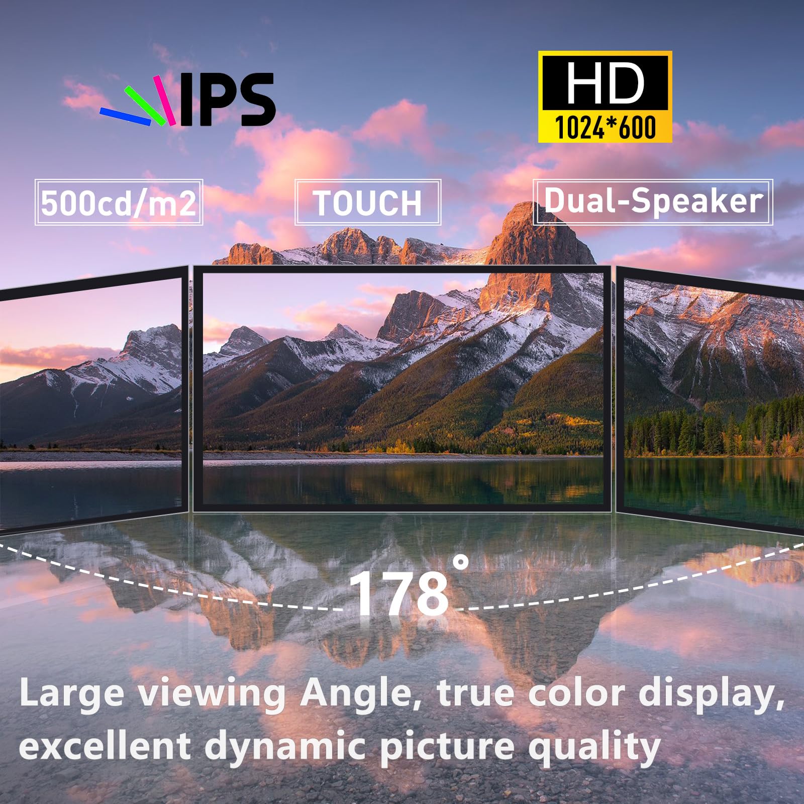 Geeekpi 10.1 Inch Capacitive Touchscreen For Raspberry Pi, 1024X600 Ips Lcd Display With Dual Speaker, Hdmi Portable Monitor For