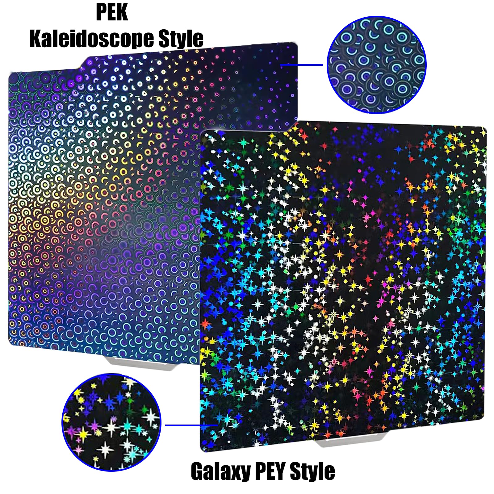 Galaxy Pey+Kaleidoscope Pek Bambu Build Plate For Bambu Labs X1 X1C X1E P1P P1S A1 3D Pritner, Double Sided Smooth Flexible Spri