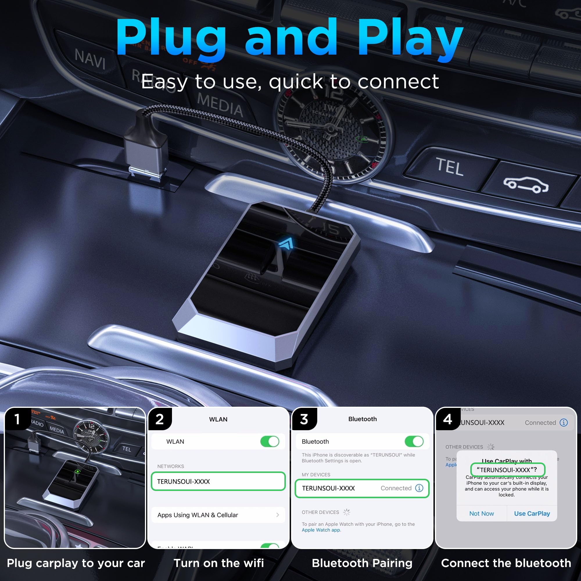 Android Auto Wireless Adapter For Factory Wired Android Auto   Instant Connection, Converts Wired To Wireless, Compatible With A