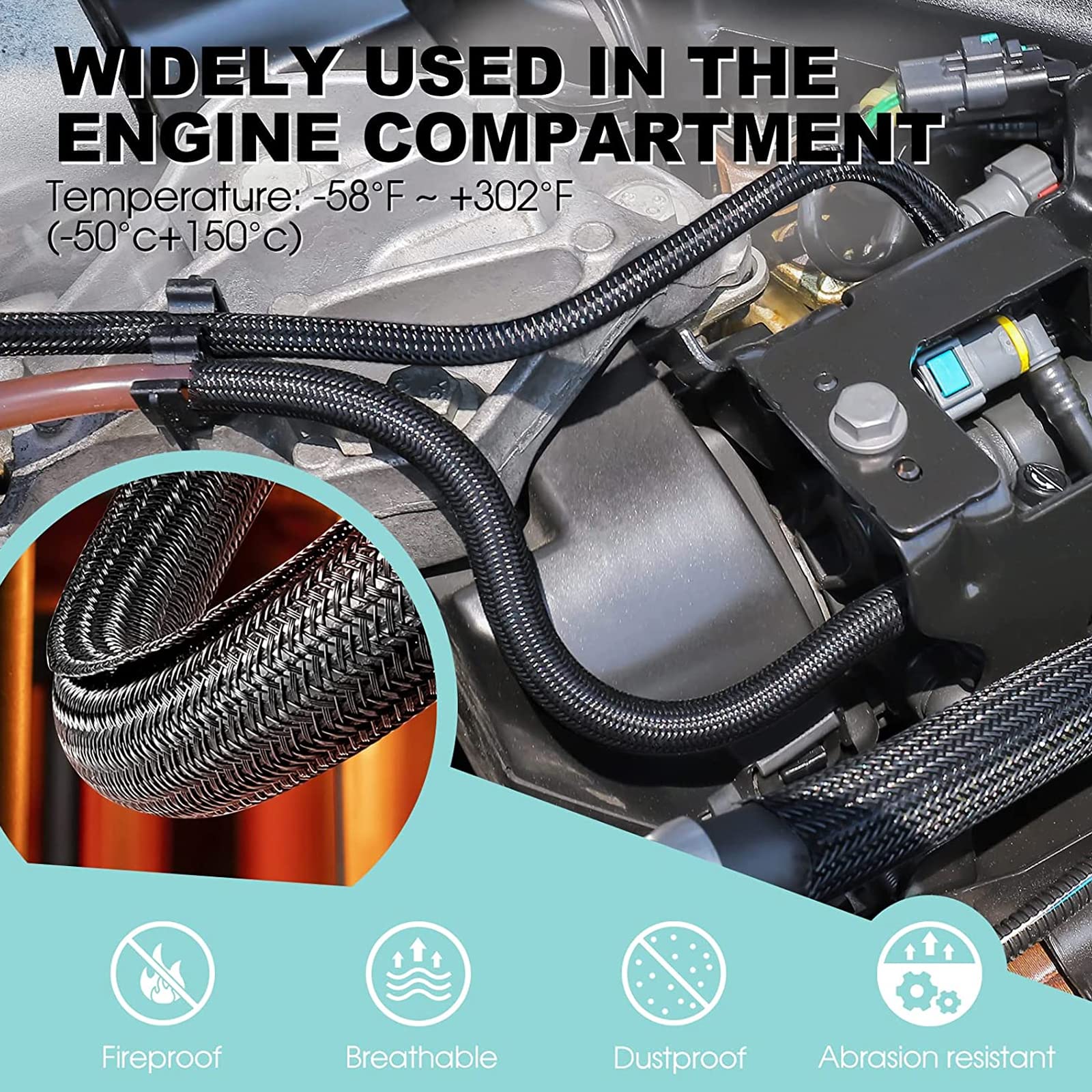 Agptek Cable Sleeve Cover, 2Pack 5Ft   1.8 Inch Cord Management Wire Organizer Under Desk, Home Office Computer Wire Cover Hider