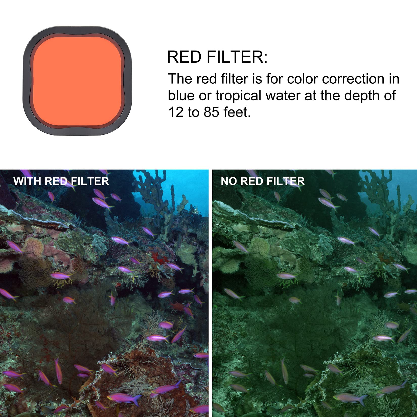 GEPULY 4 Pack Underwater Dive Filters for GoPro Hero 8-13 Black Housing Acrylic Red Light Red Magenta