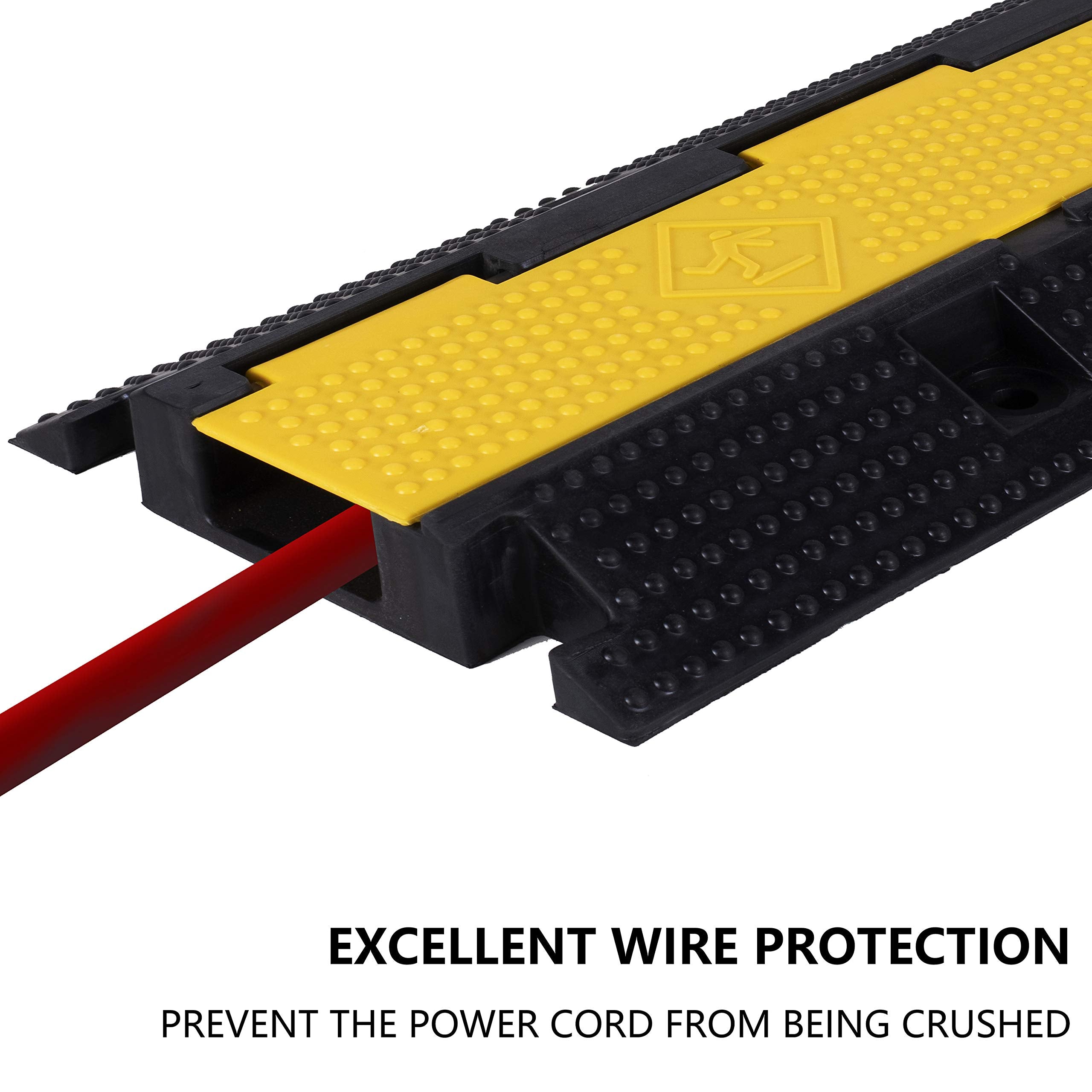 F Come 1 Pack Rubber Cable Ramp Hose Cable Protector Ramp 1 Channel 22000Lbs Load Capacity Traffic Speed Bump Wires Power Lines