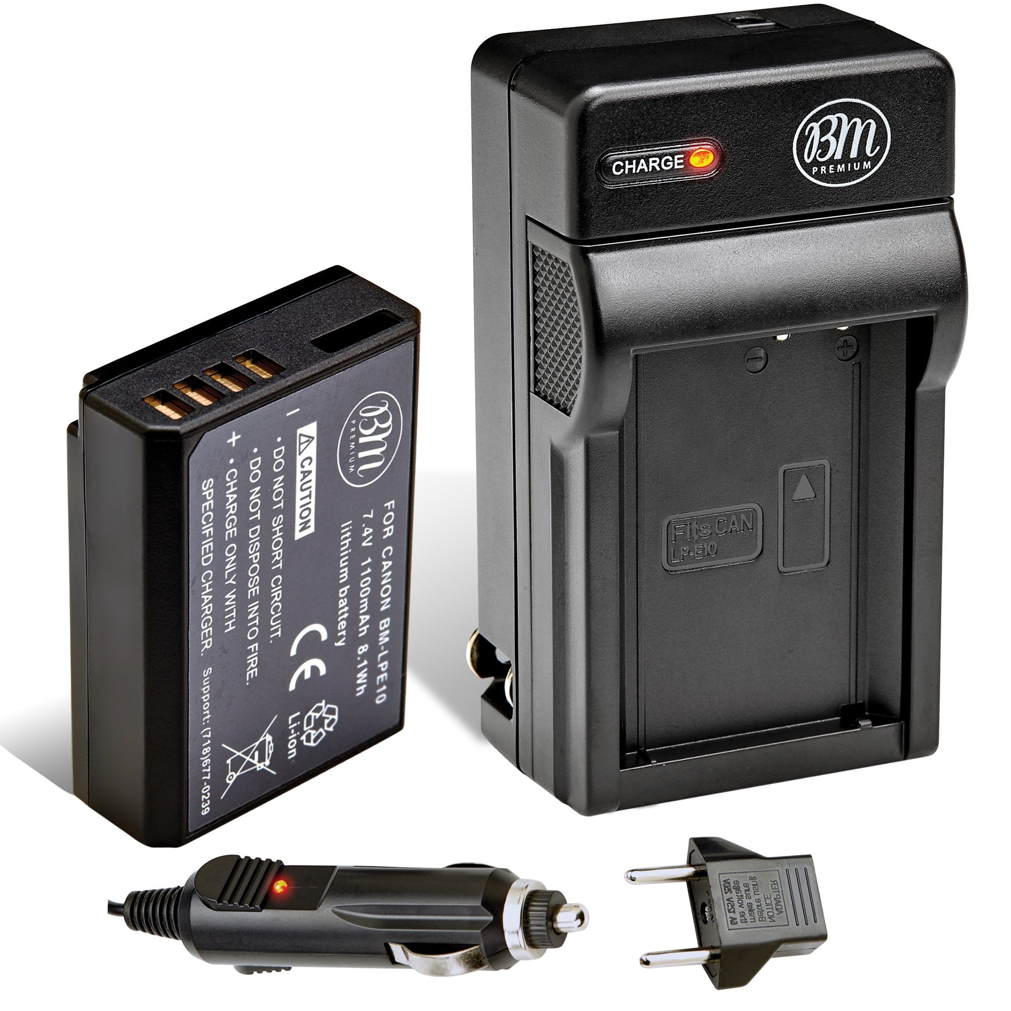 BM Premium LP E10 Battery and Charger Kit for Canon EOS Rebel T3, T5, T6, T7, T100, Kiss X50, Kiss X70, EOS 1100D, EOS 1200D, EOS 1300D, EOS 2000D, EOS 4000D Digital Camera