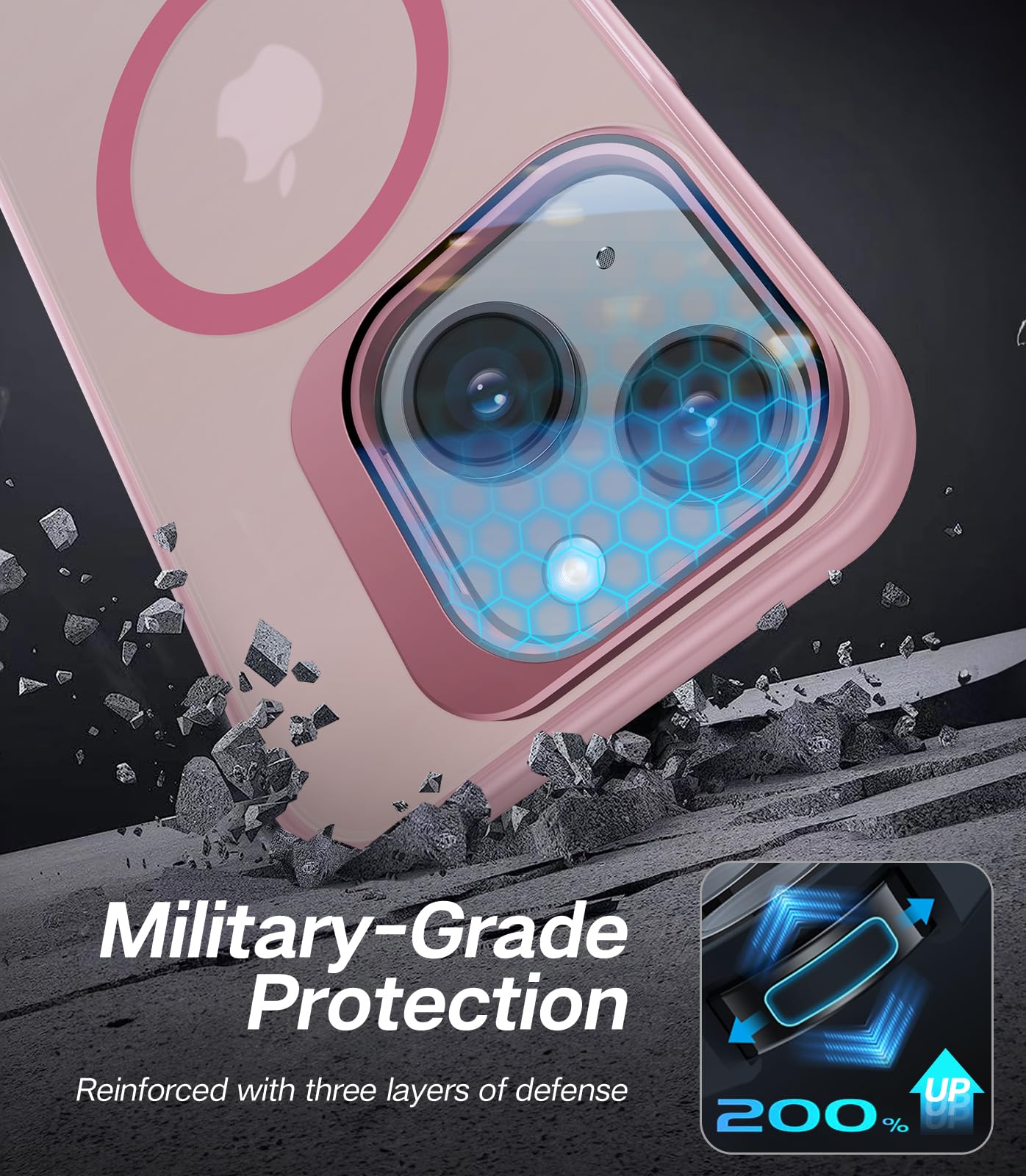 Vofata For Iphone 14 Plus Case With Metal Camera Stand [Built In 9H Camera Lens Protector][Compatible With Magsafe] Military Gra