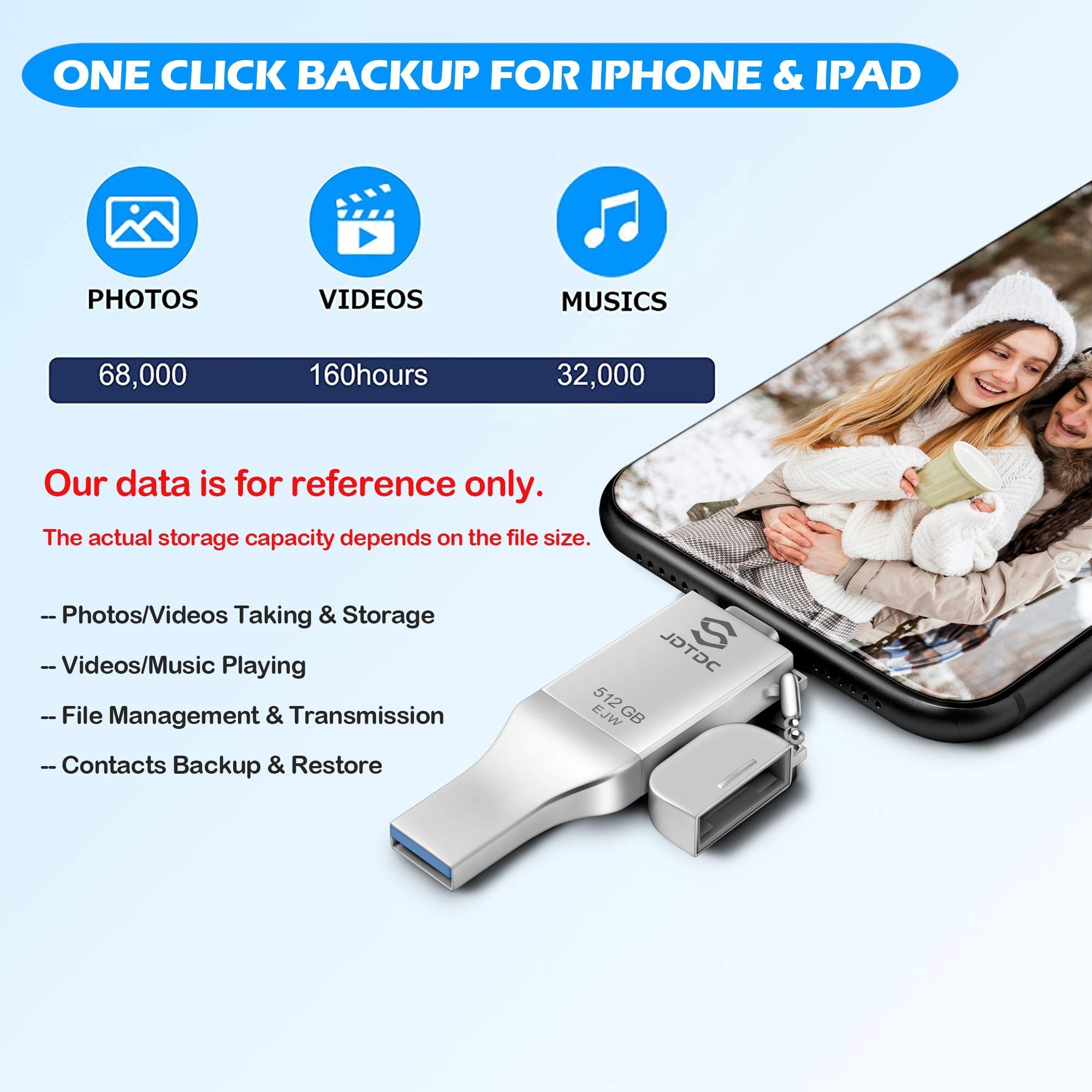 512Gb Apple Mfi Certified Iphone Photo Stick, 3 In 1 Usb3.0 Ios Flash Drive, Photo Stick For Iphone, Iphoto Memory Stick Thumb D
