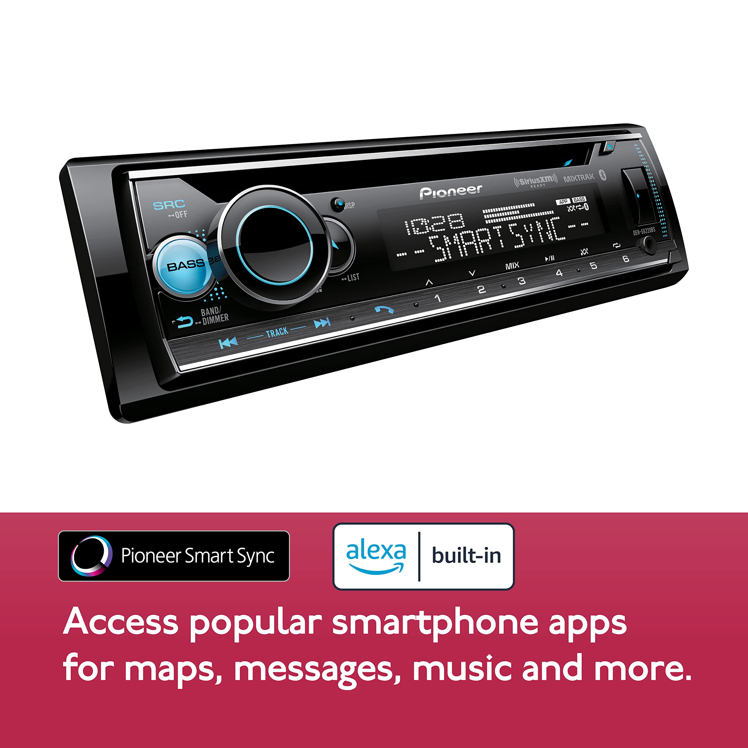 Pioneer Deh-S6220Bs Touchscreen Single Din Stereo Receiver Bluetooth Cd Player Usb/Aux Inputs Apple Android Compatibility Hands-