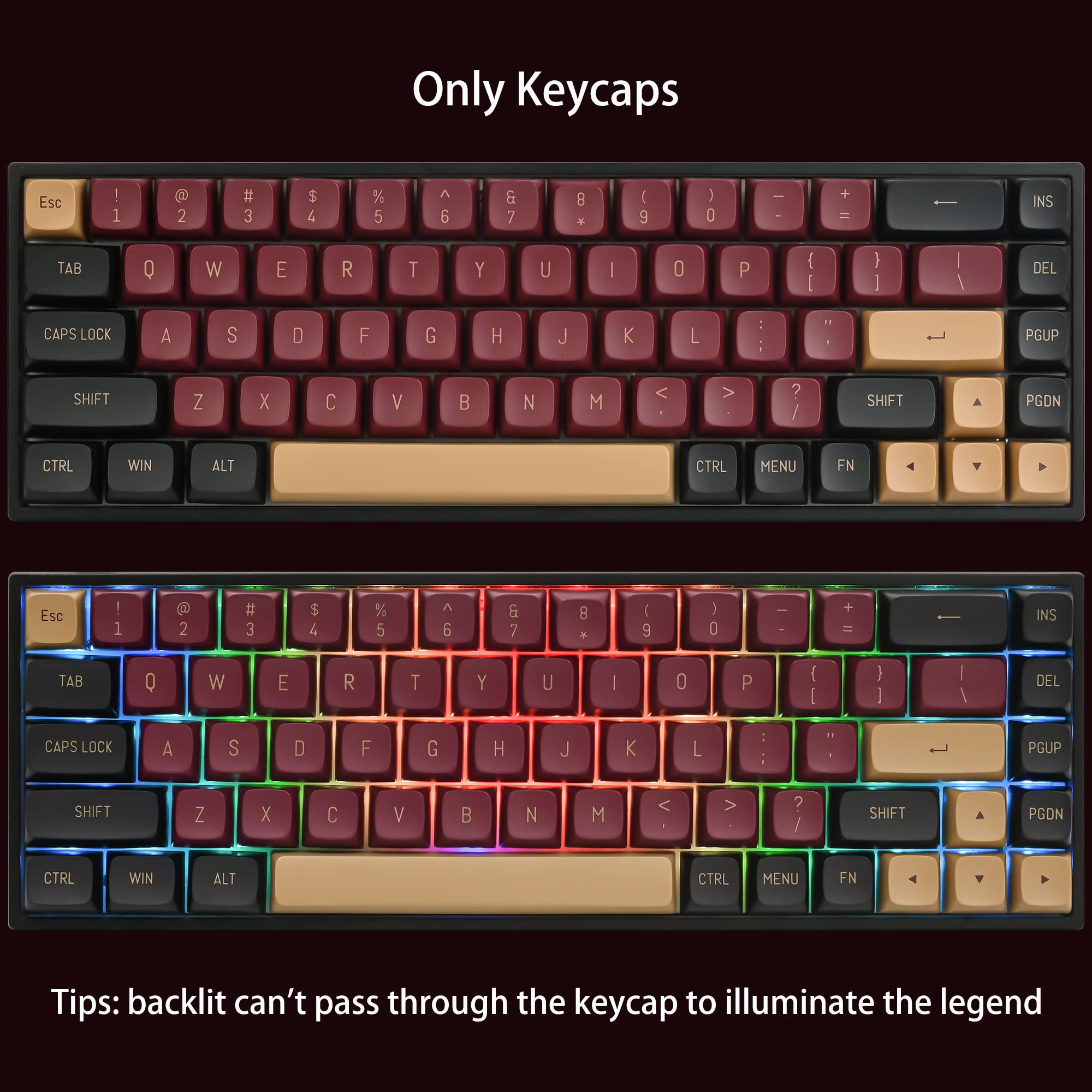 Fogruaden Pbt Red Samurai Keycaps, 160 Keycap Set Double Shot Keycaps, Csa Profile, Custom Keycaps For Cherry Gateron Mx Switche
