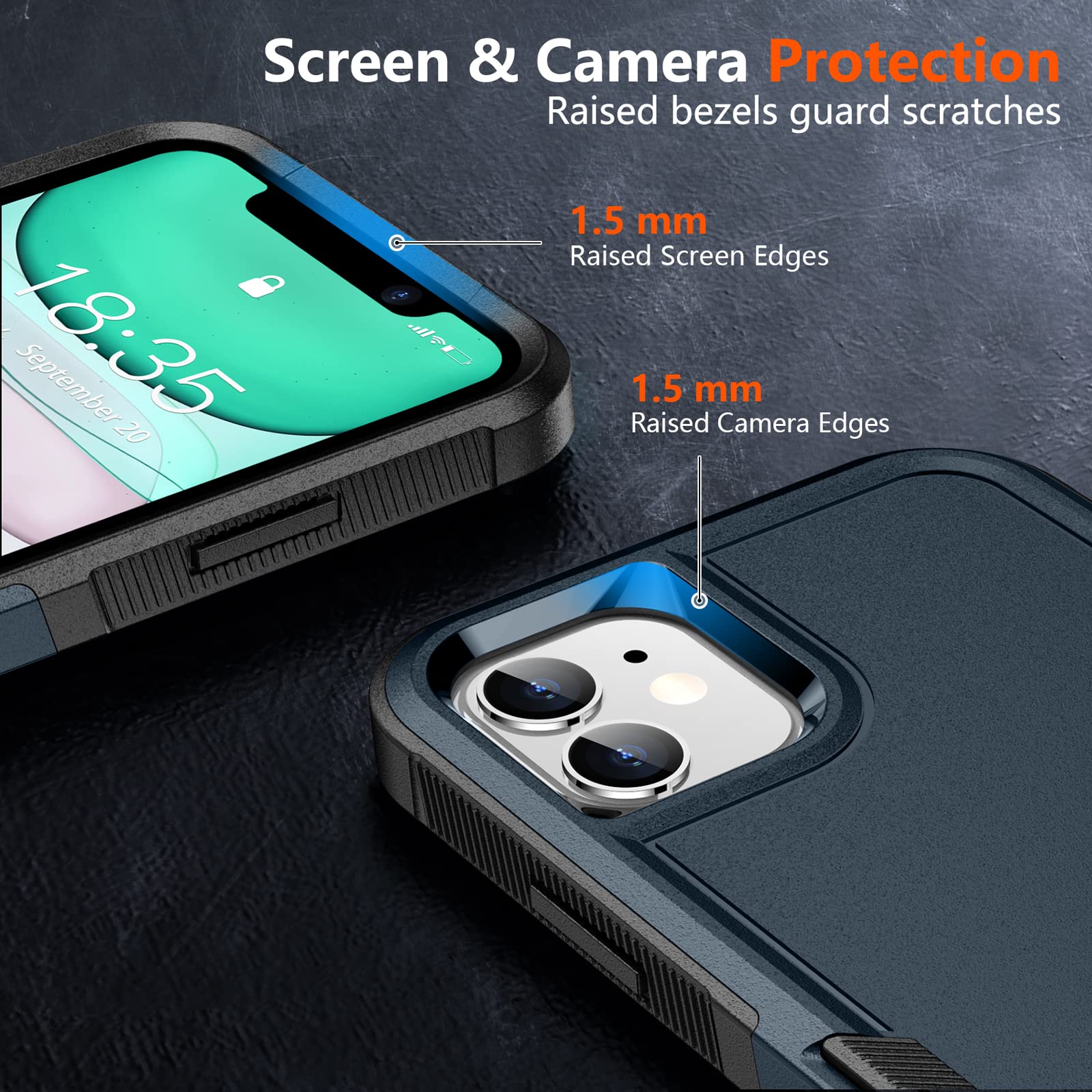 Spidercase Designed For Iphone 11 Case,[10 Ft Military Grade Drop Protection],With 2 Pcs[Tempered Glass Screen Protector+Camera