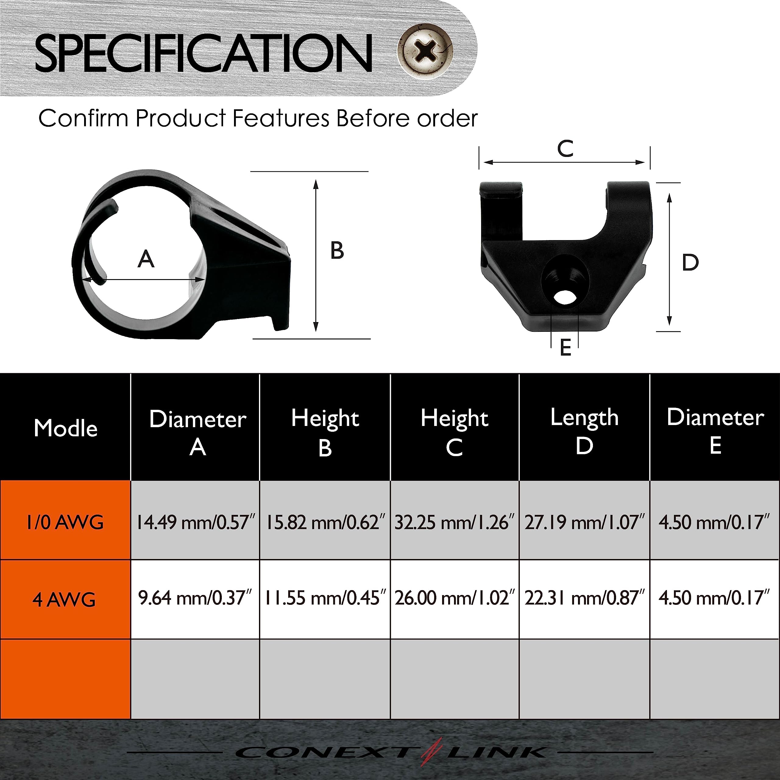 Conext Link Ccs0 4 Single Cable Clip Clamp Fastening Wire Management 4 Pack (Single 1/0 Gauge) (19046)