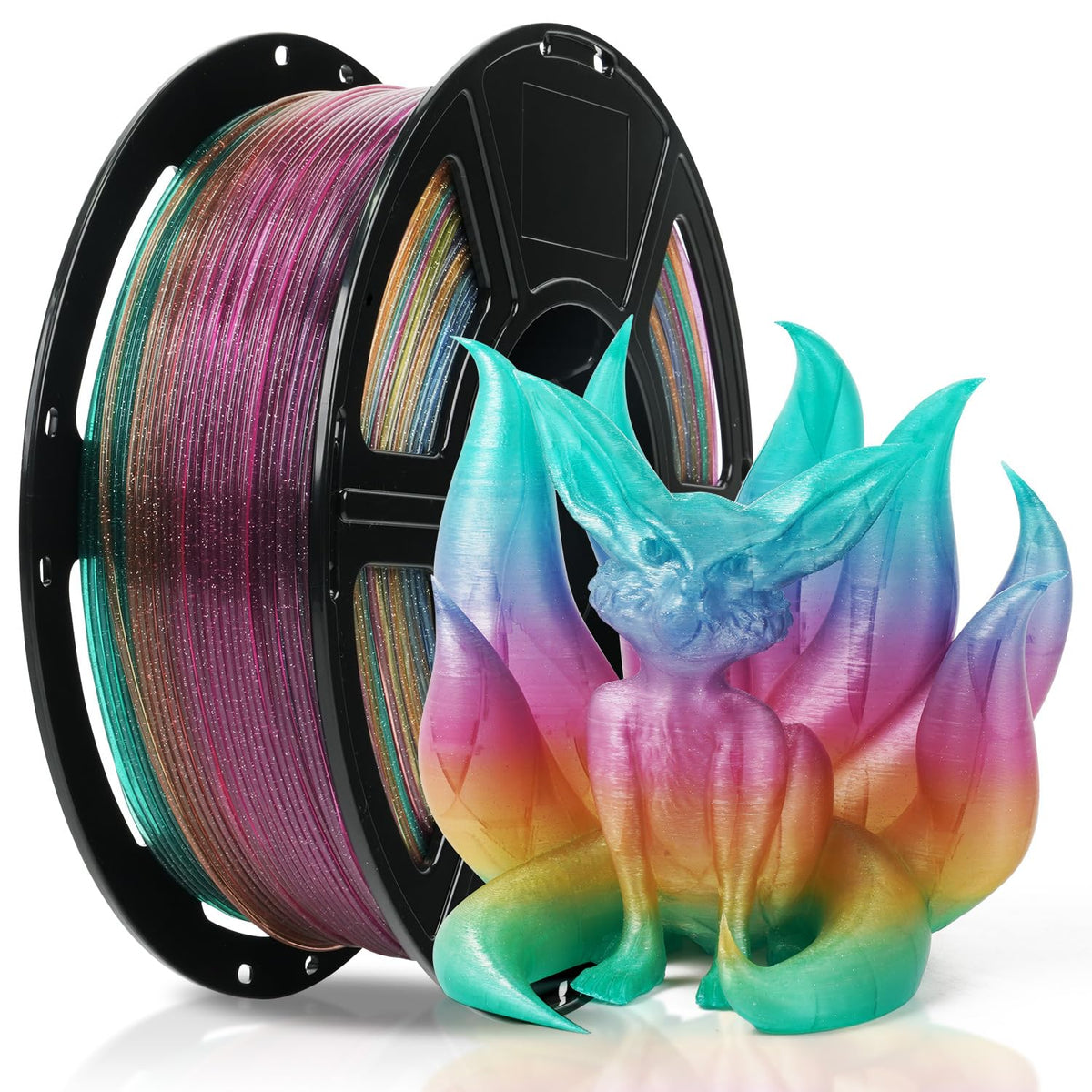 FLASHFORGE Translucent Glitter PLA Crystal Rainbow Candy Filament, Shi ...