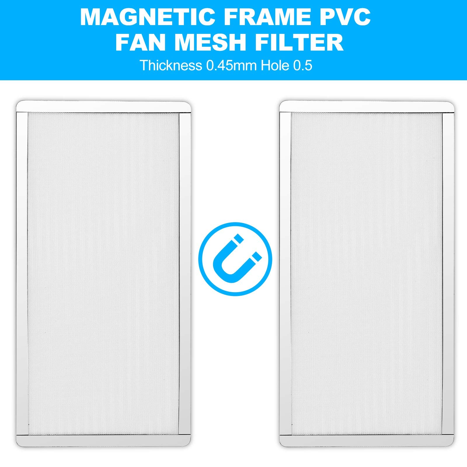 360Mm 120Mm X 2 Pc Fan Dust Mesh Filter 4.72Inch Pvc Computer Pc Case Dust Proof Filter Cover Magnetic White 2 Pack