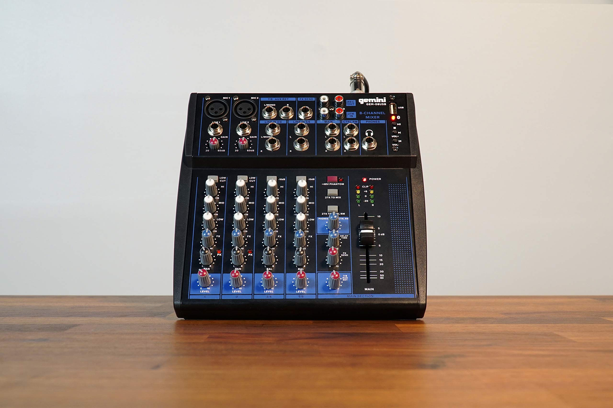 Gemini 8-Channel Audio Mixer - Usb Playback, Fx, Eq, Phantom Power - Compact Dj Mix Console For Music, Podcast, Live Sound & Stu