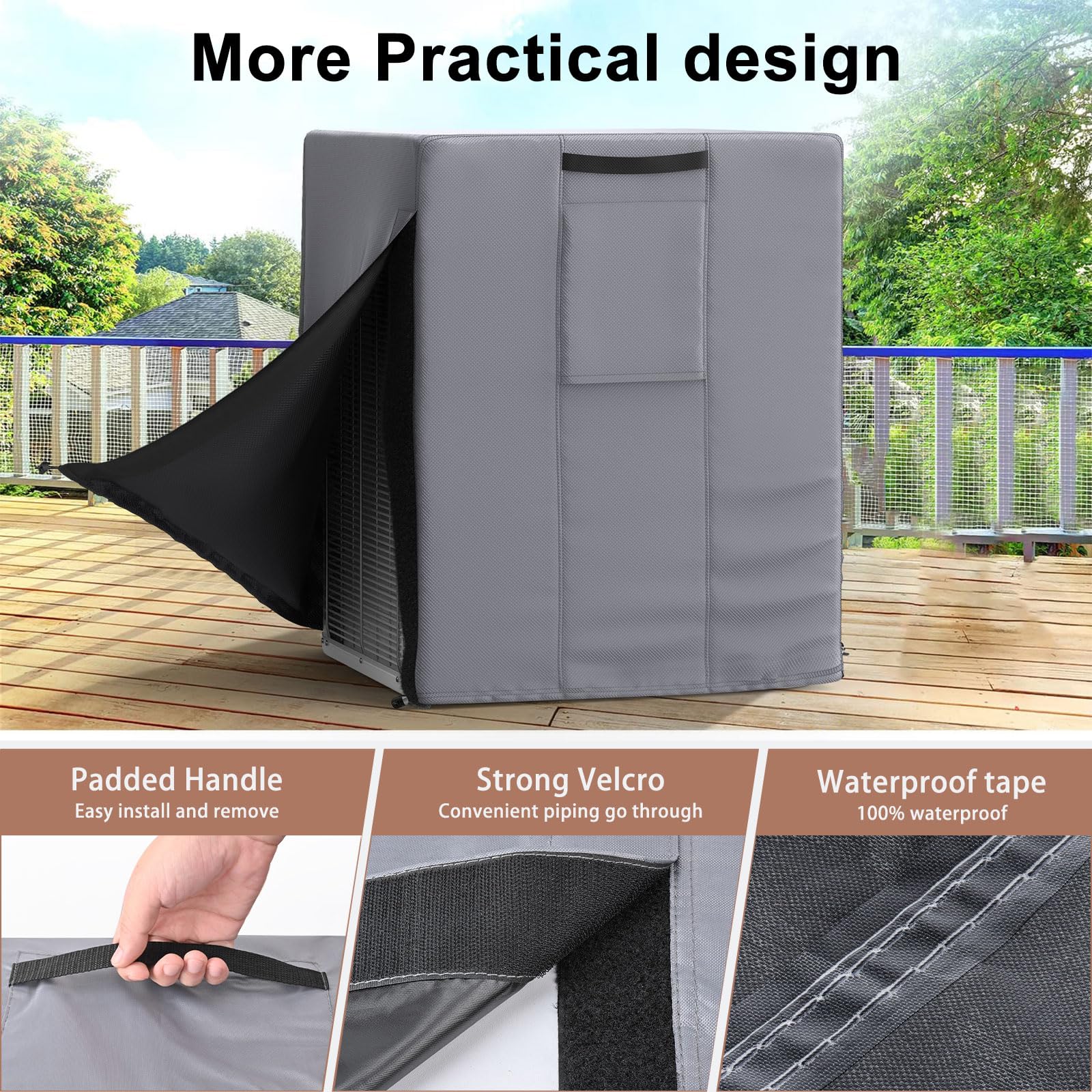 Mrrihand Central Air Conditioner Cover For Outside Units Waterproof Heavy Duty Ac Unit For Outdoor Large Ac Cover For Winter (26