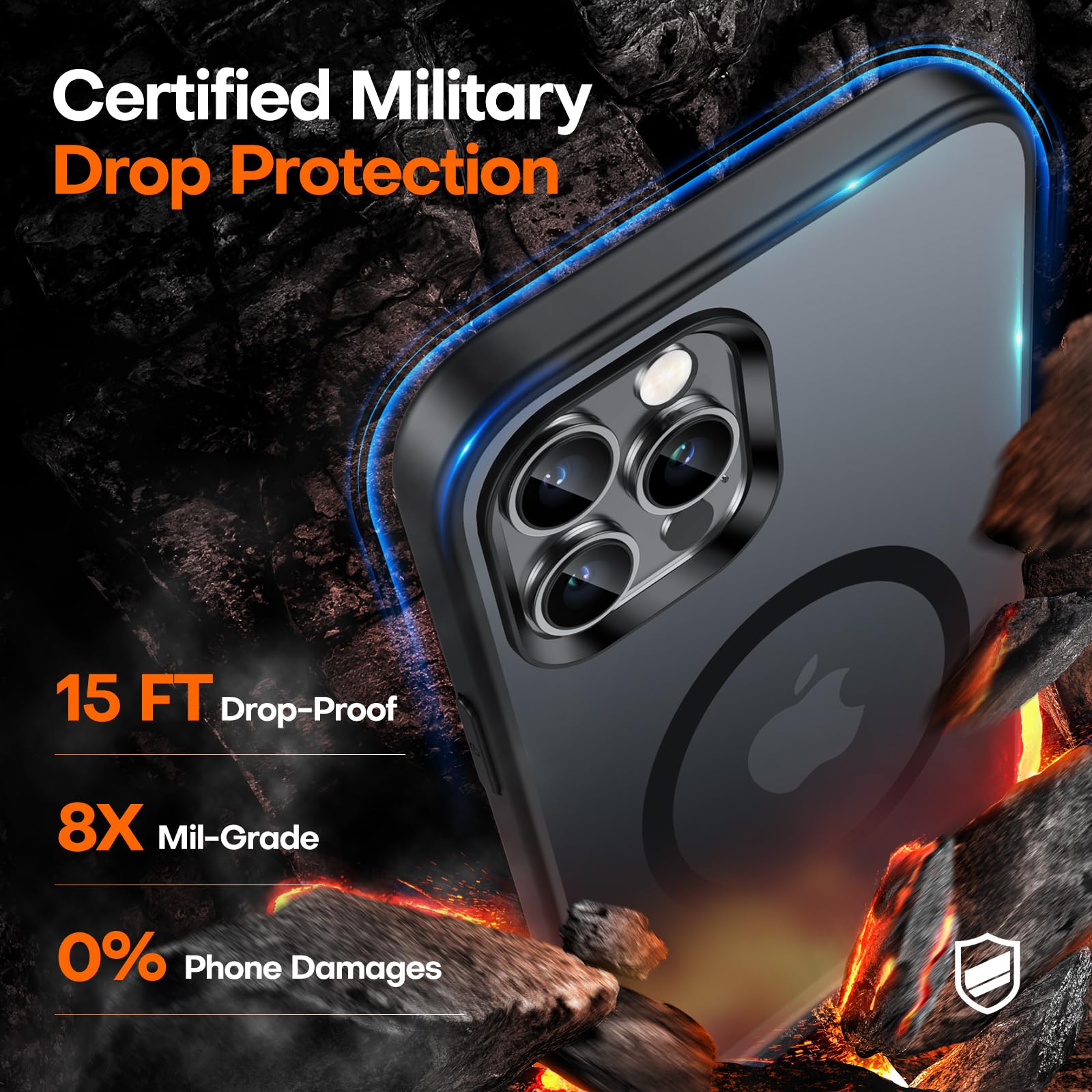 Tauri For Iphone 12 Pro Max Case, Compatible With Magsafe, [Military Grade Protection] With 2X Screen Protectors, Slim Matte Cas