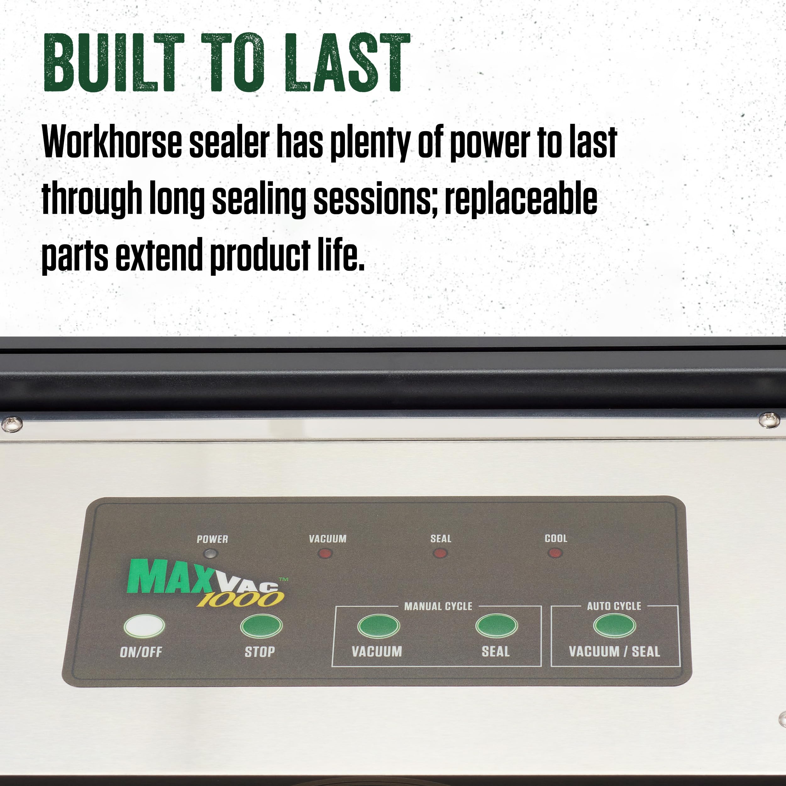 Lem Products Maxvac 1000 Stainless Steel Vacuum Sealer With Removable Bag Holder And Cutter, Silver And Black