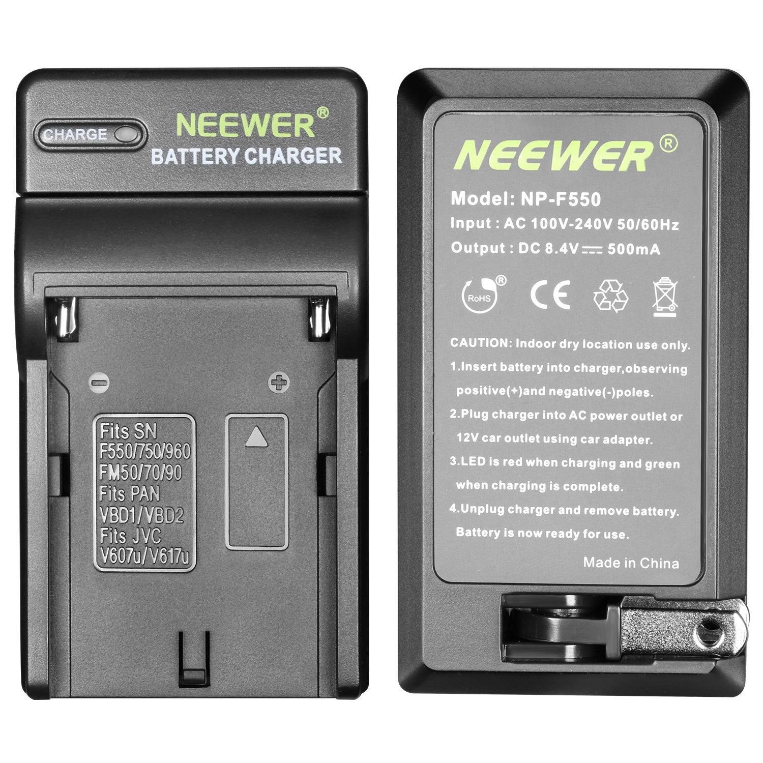 Neewer Ac Wall Charger Battery Charger For Sony Np F550/F750/F960/F330/F570 Pa Vbd1 Pa Vbd2 Batteries