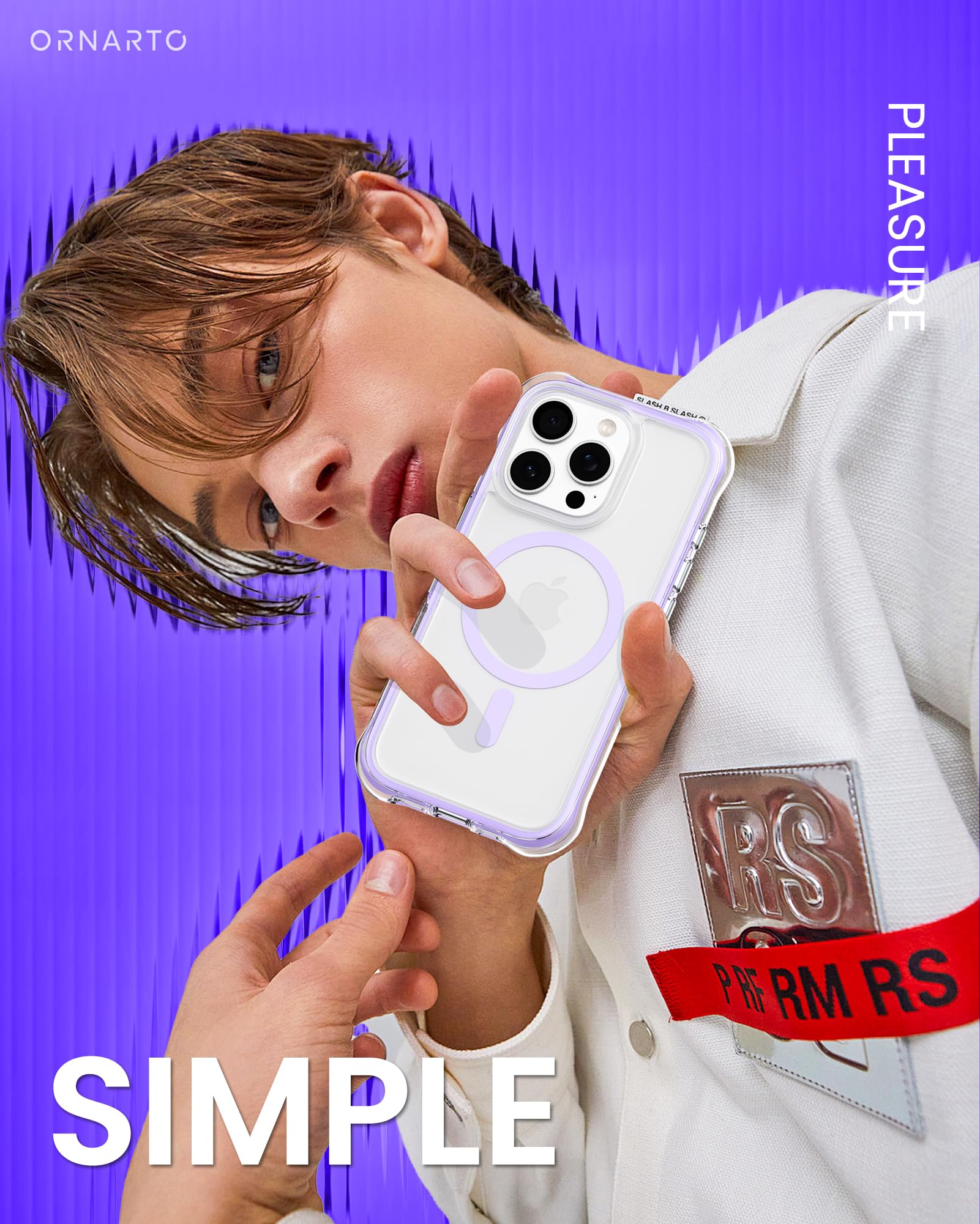 Ornarto Air Case For Iphone 16 Pro Clear, Compatible With Magsafe, Military Grade Drop Protection Cover With Built In Air, Purpl