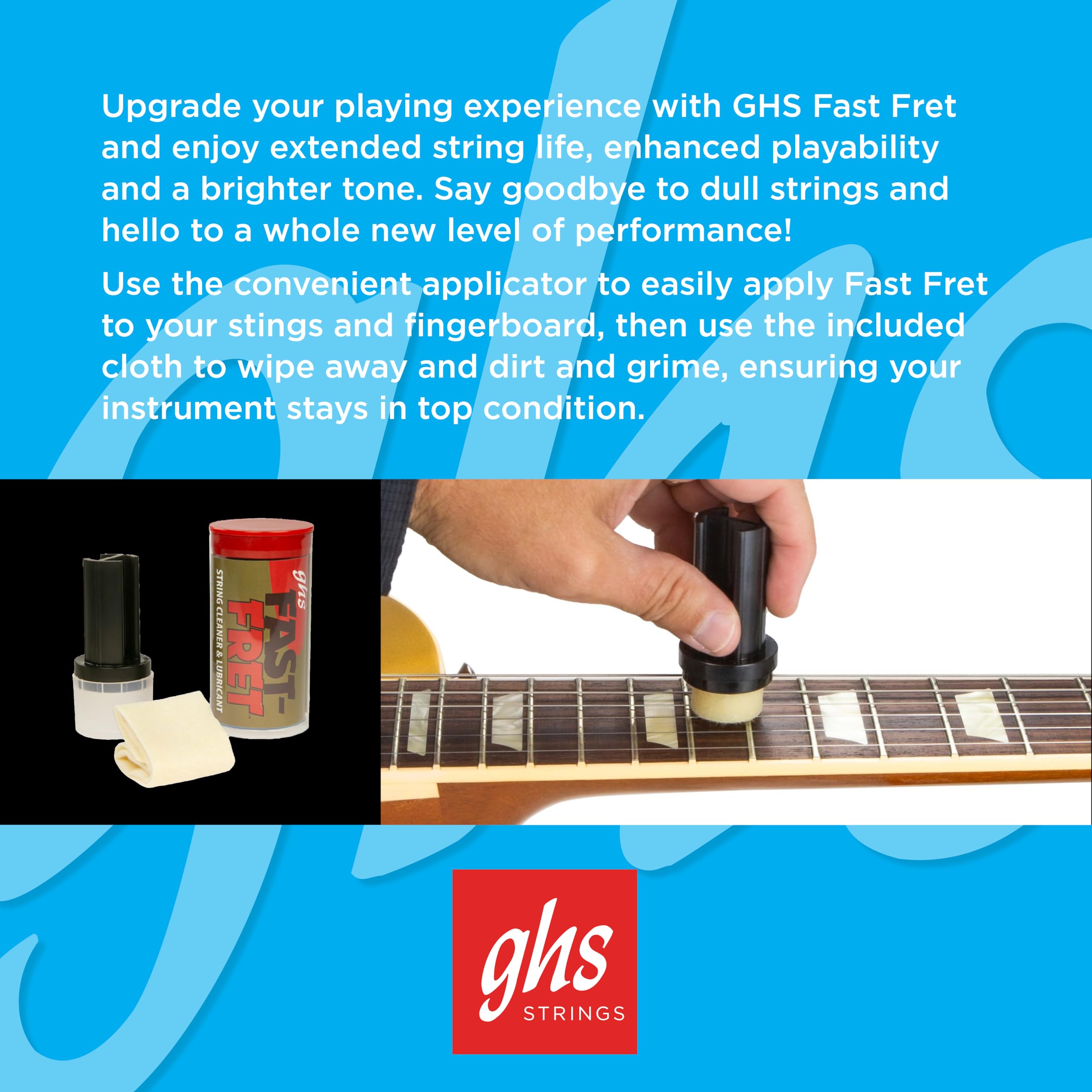 Ghs Fast Fret - String Cleaner & Lubricant For Electric, Acoustic & Bass Guitars - Long-Lasting Tone, Smooth Playability, Reduce