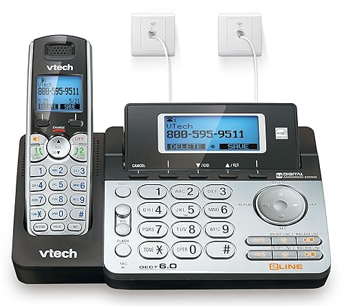 Vtech, Vteds6151, Vtech Dect 6.0 Two Line Telephone System, 1, Silver