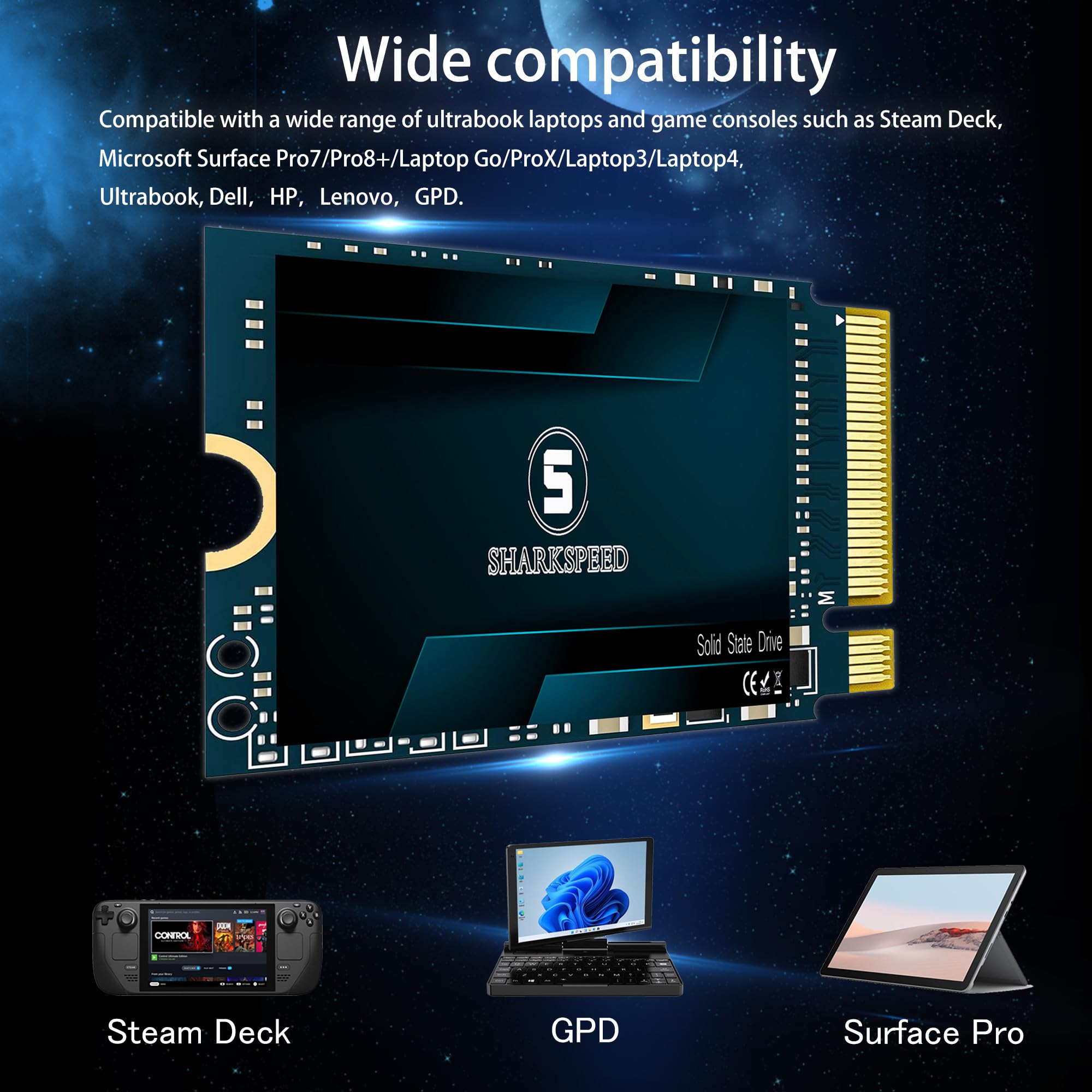 Sharkspeed M.2 2230 Ssd 1Tb Nvme Pcie Gen3.0X4 Internal Solid State Drive, Compatible With Steam Deck,Microsoft Surface Pro7/Pro