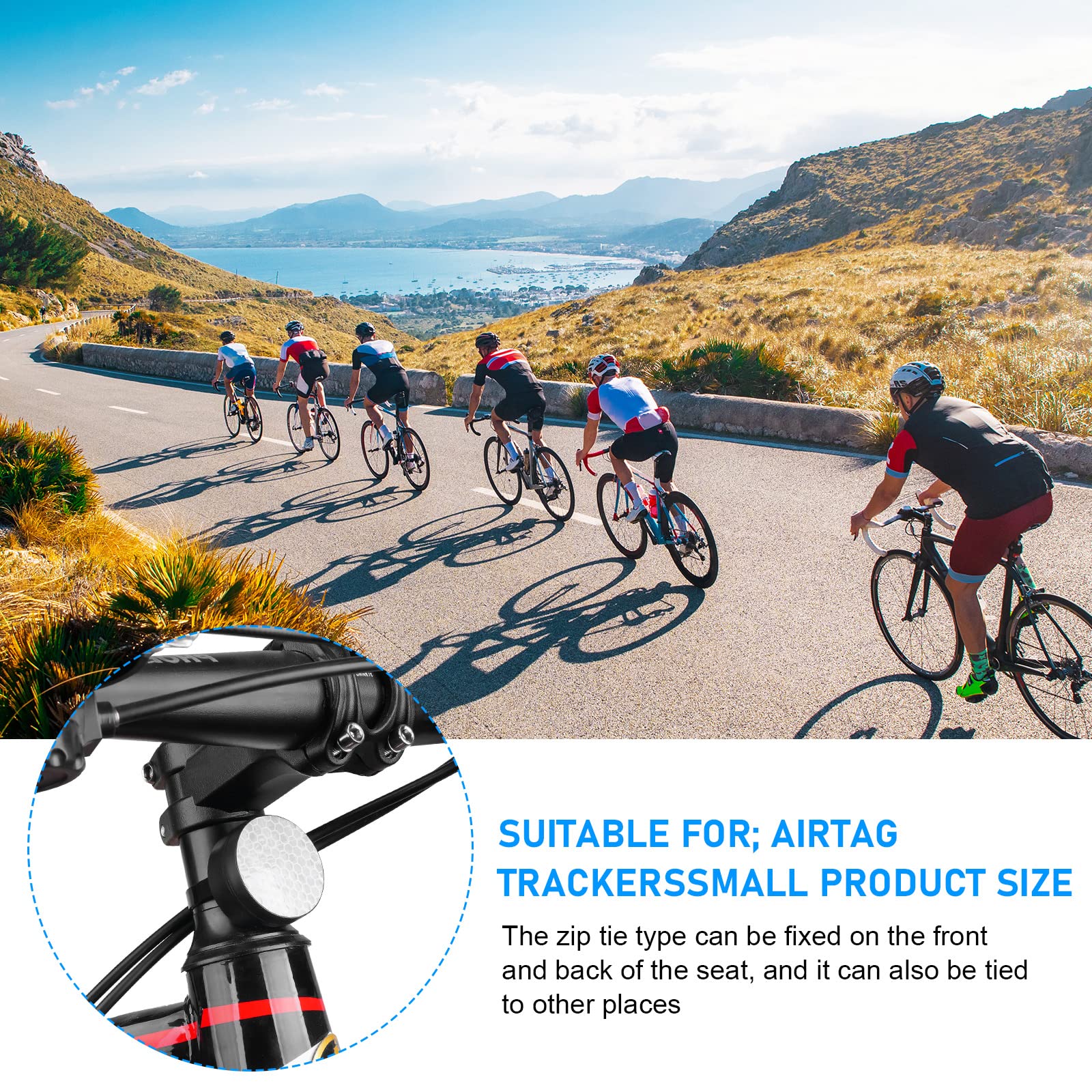 Ainiv Airtag Bike Mount Reflector Case, Airtag Bicycle Mount Holder,Water Resistant Anti Shake Bike Mount Holder, Hidden Cases P
