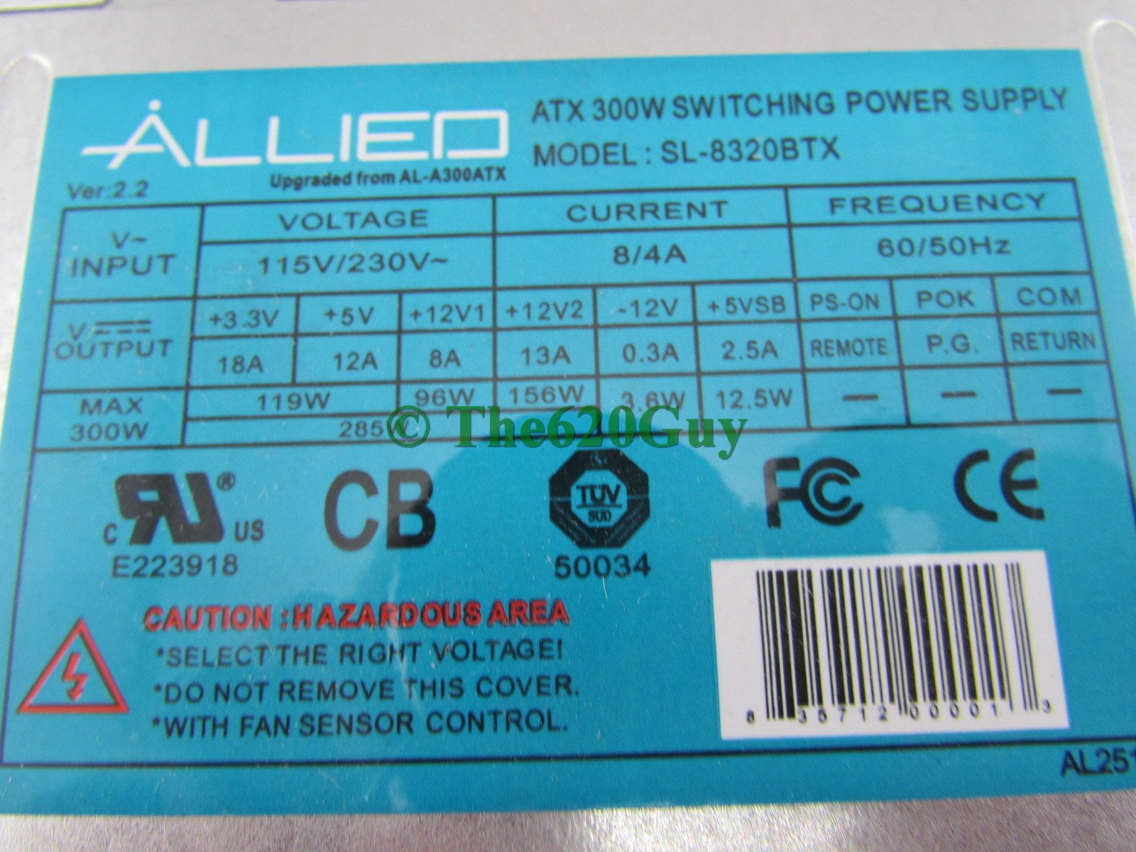 Allied SL 8320BTX 300W 24 Pin 4 Pin +12V Switching ATX Power Supply AL A300ATX