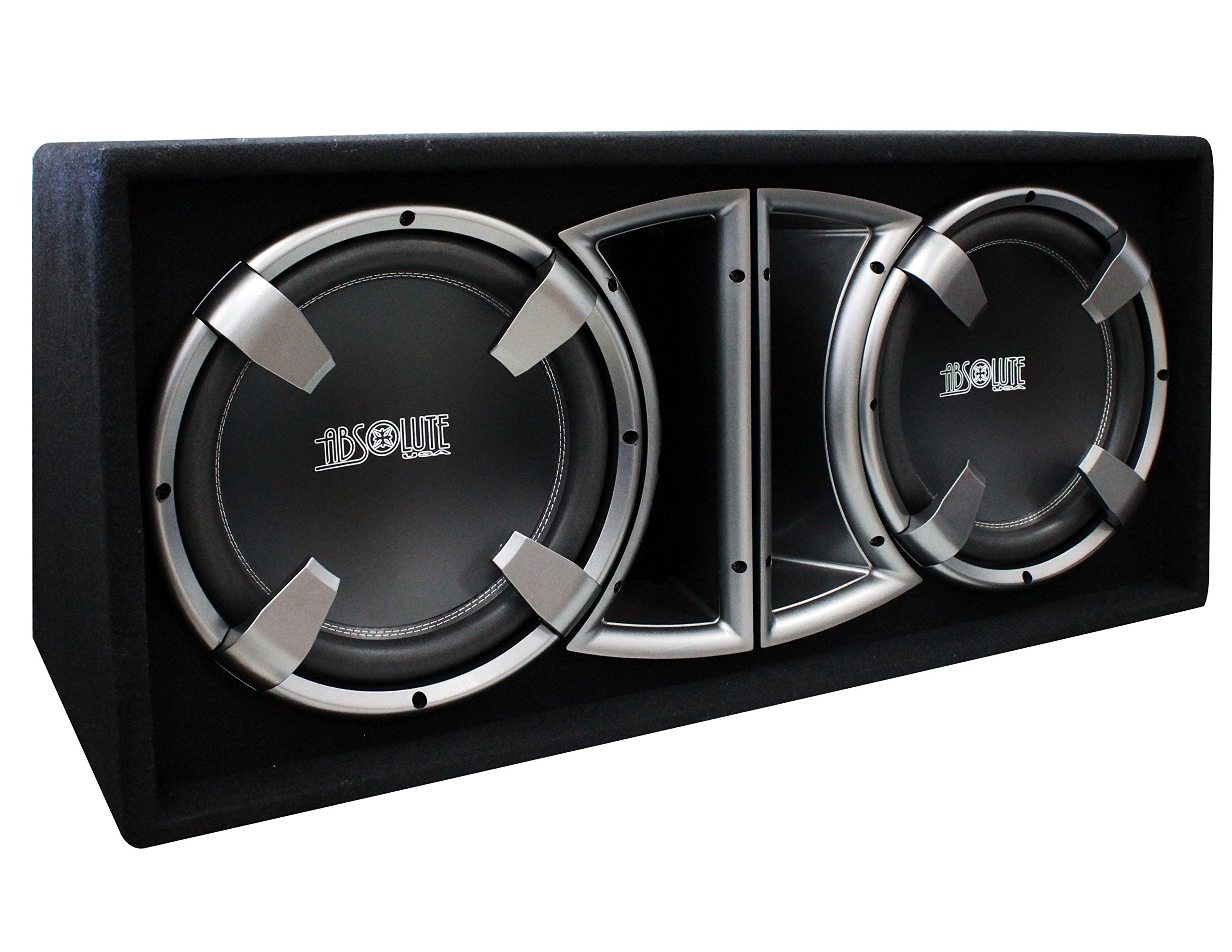 Absolute Usa Fbd12Bk 3000 Watts Bass Box Dual 12 Inch Subwoofer Enclosure Box (Black)